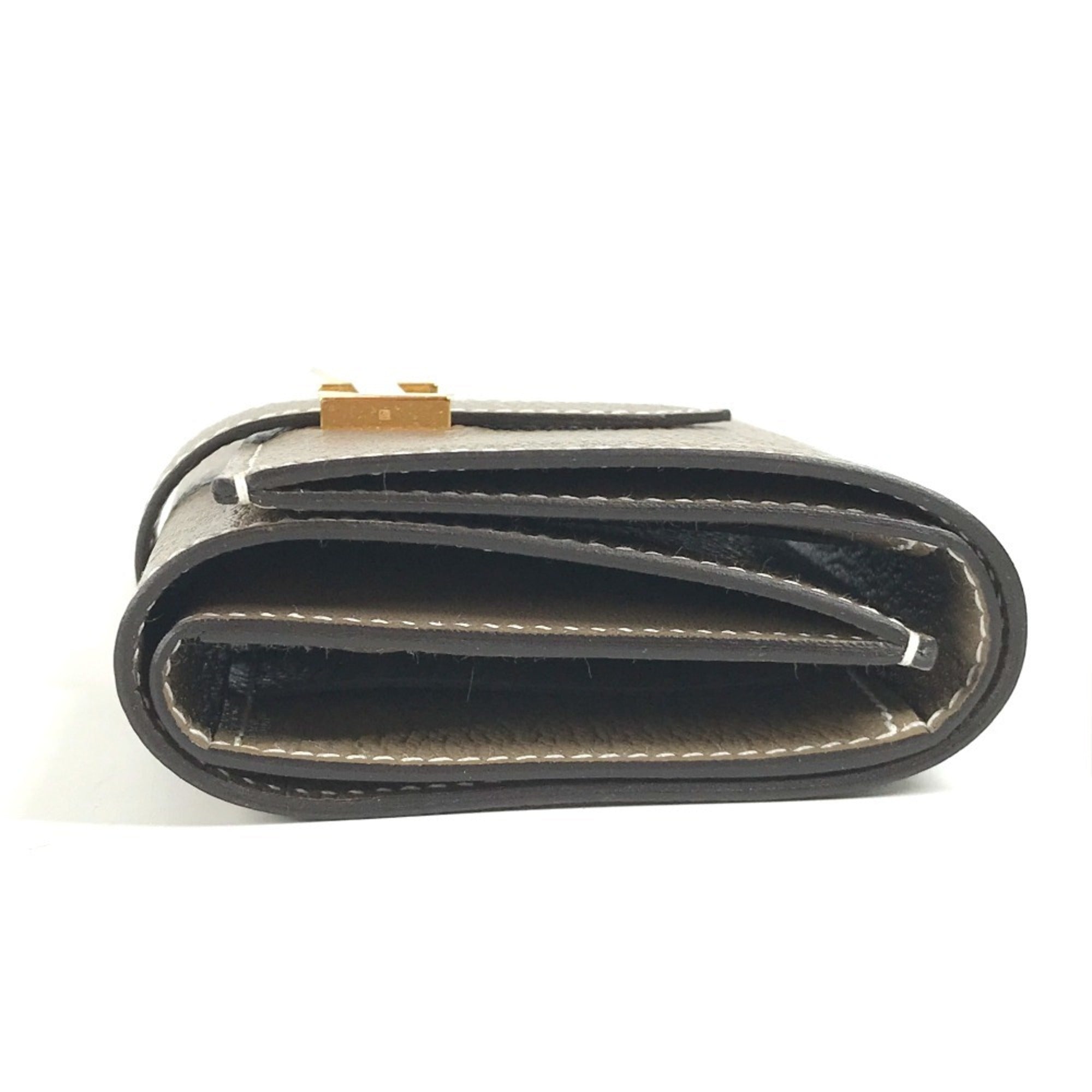 Hermes Etoupe Gray Chevre Leather Wallet (Tri-Fold) (Pre-Owned)