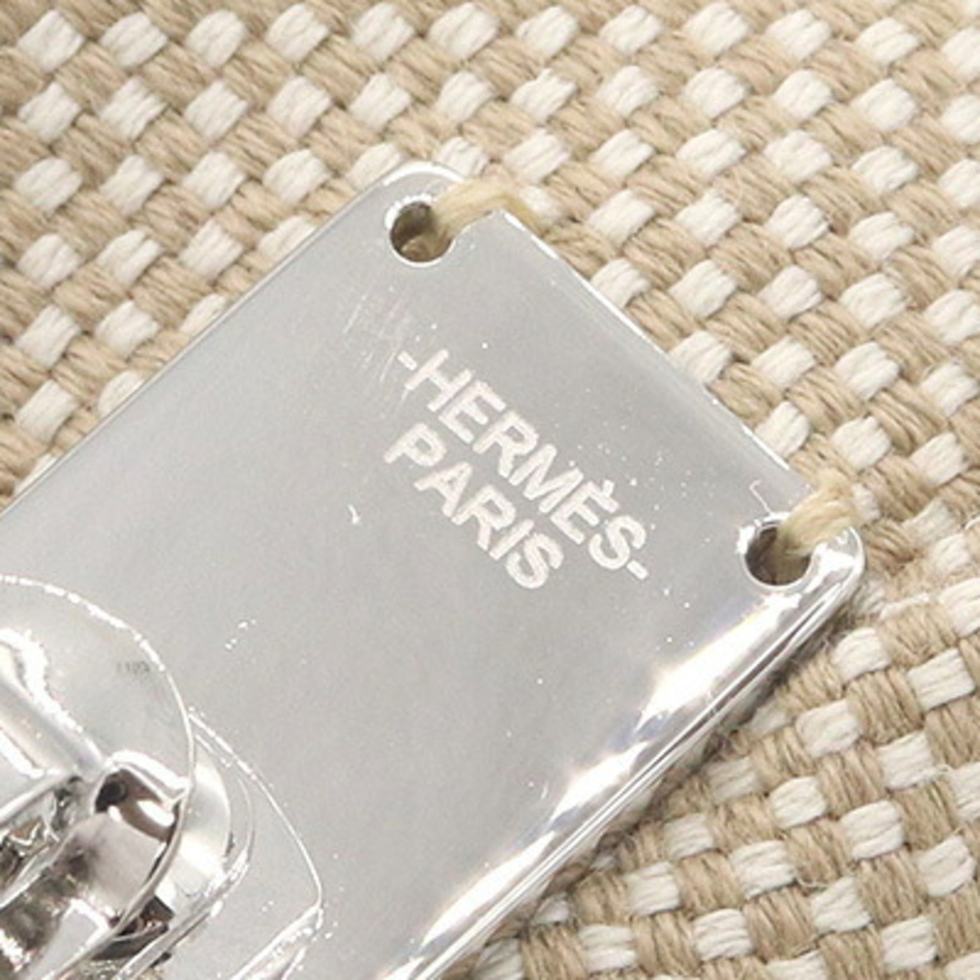 Hermes Beige Blue Off-White Canvas Leather (Pre-Owned)