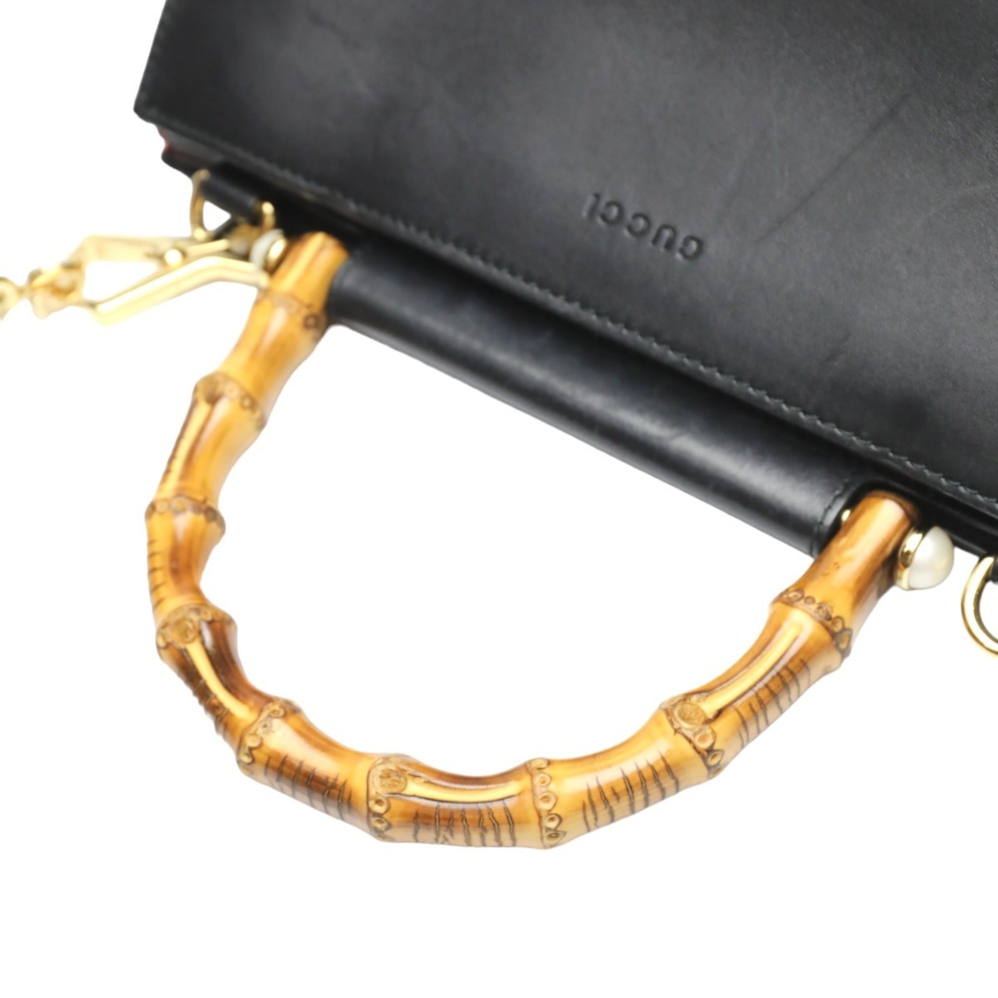 Gucci Bamboo Black Leather Handbag (Pre-Owned)