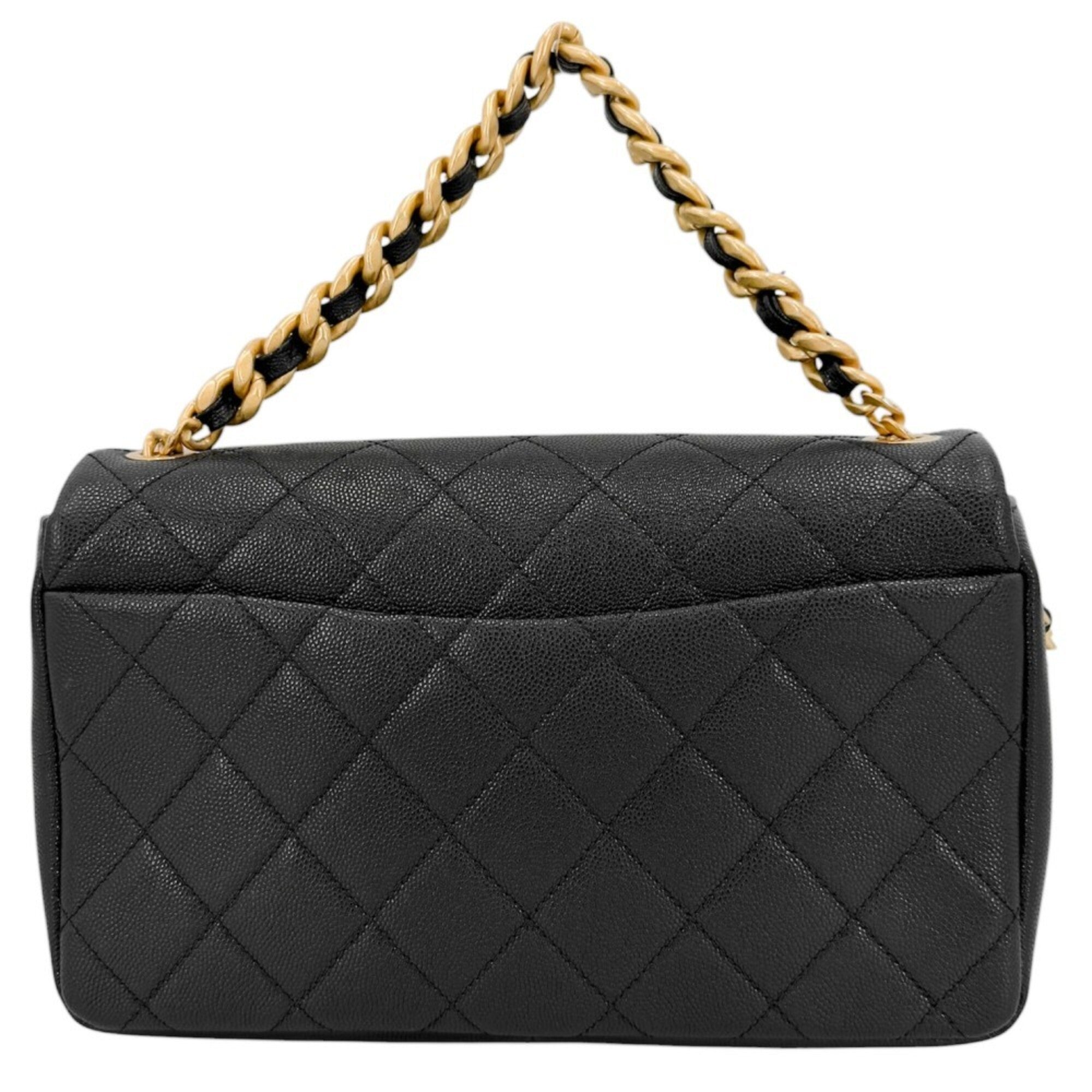 Chanel Black Grained Calfskin Handbag Shoulder Bag (Pre-Owned)