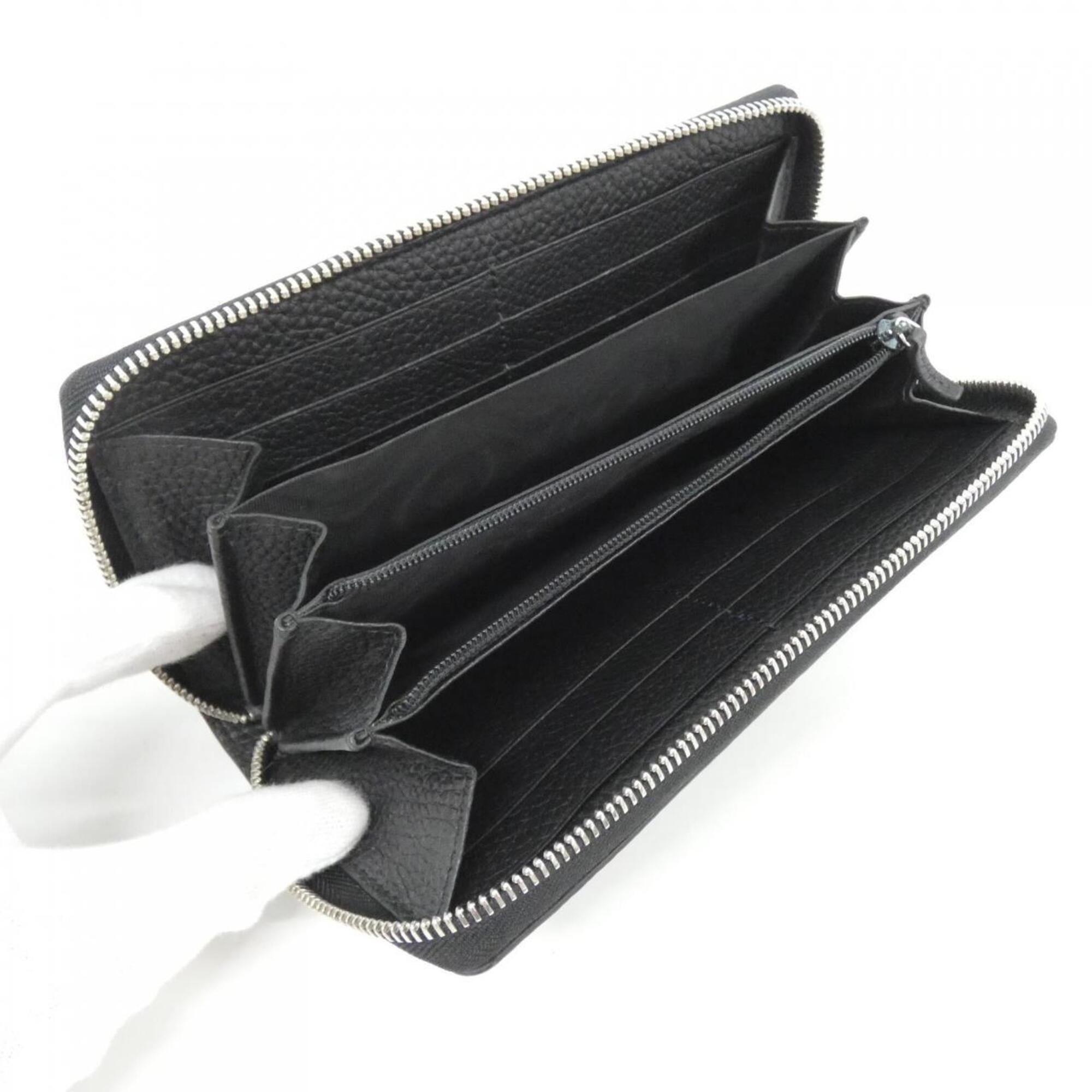 Gucci Black Gg Leather Long Wallet (Bi-Fold) (Pre-Owned)