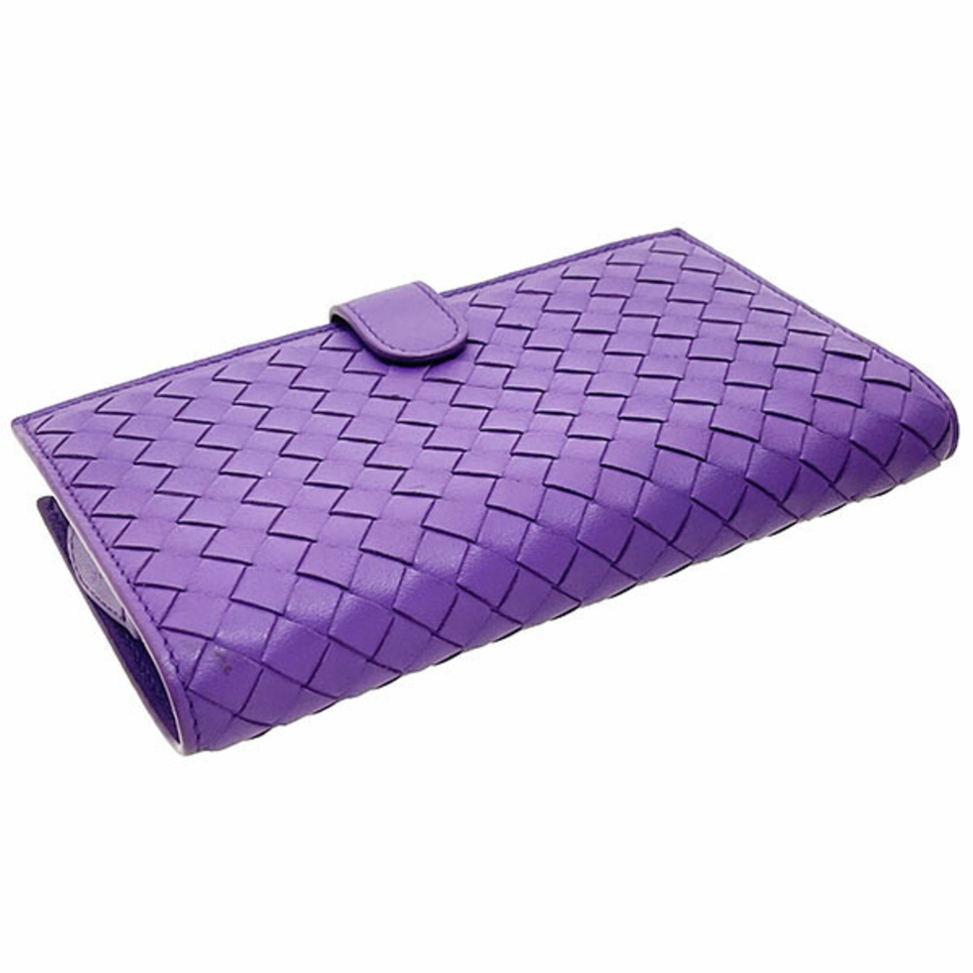 Bottega Veneta Purple Intrecciato Leather Long Wallet (Bi-Fold) (Pre-Owned)