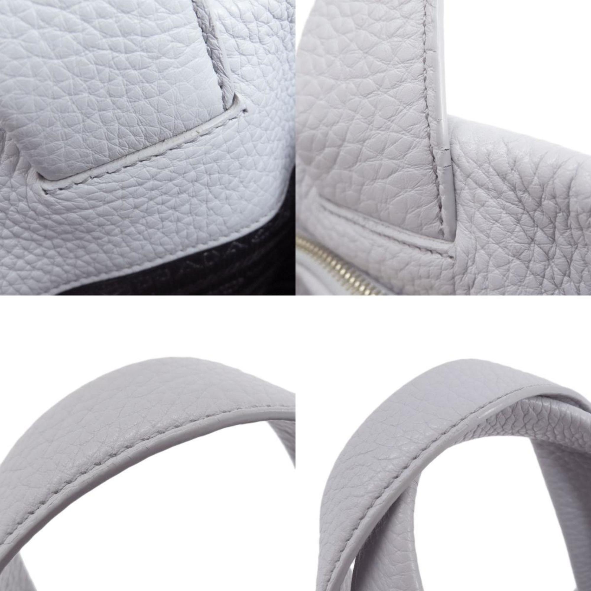 Prada Gray Leather Handbag (Pre-Owned)