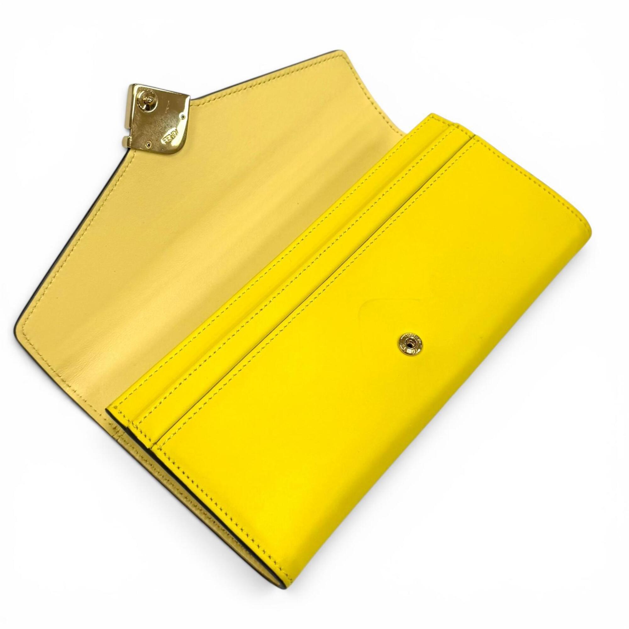 Fendi Yellow Leather Long Wallet (Bi-Fold) (Pre-Owned)