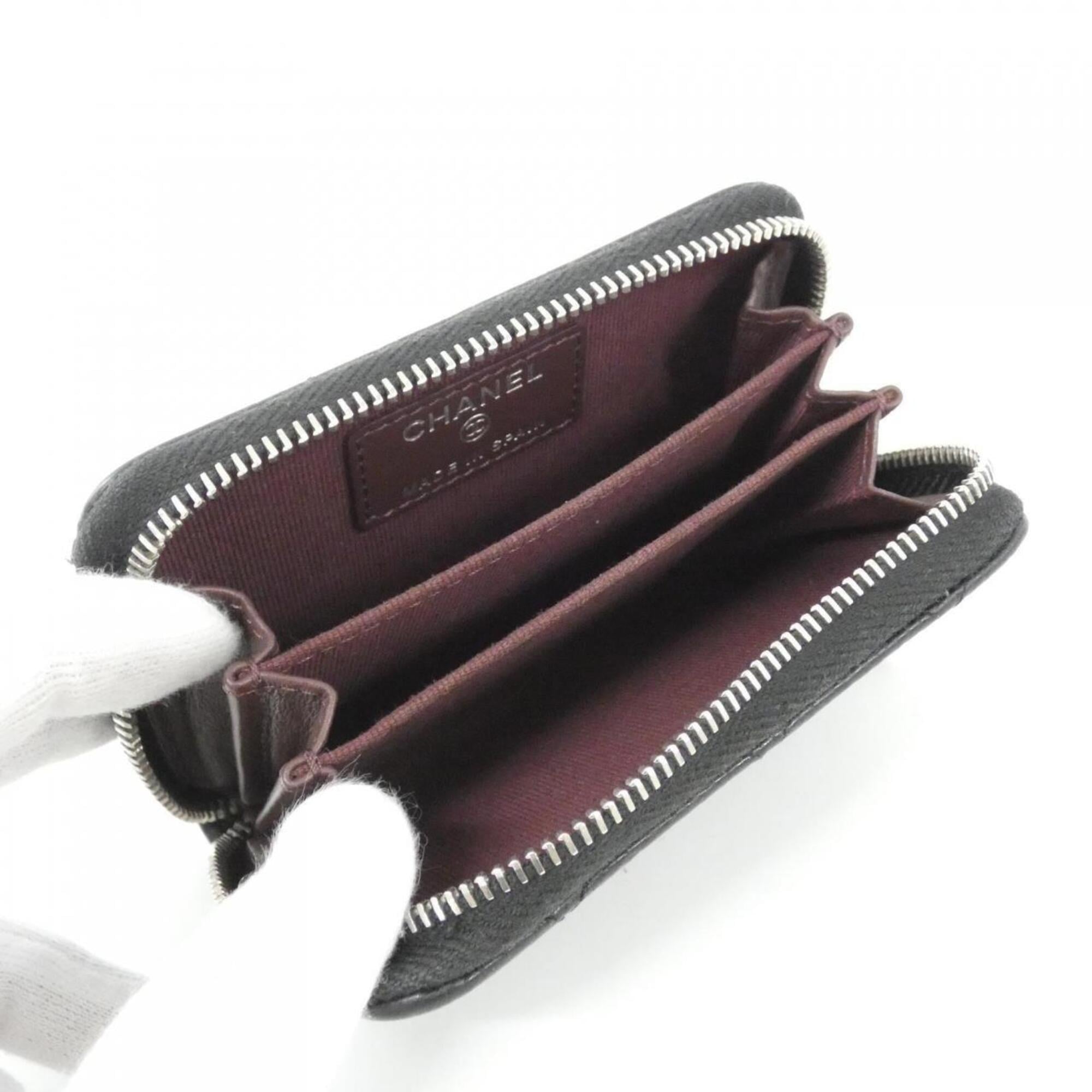 Chanel Black Grained Calfskin Coin Purse/Coin Case (Pre-Owned)