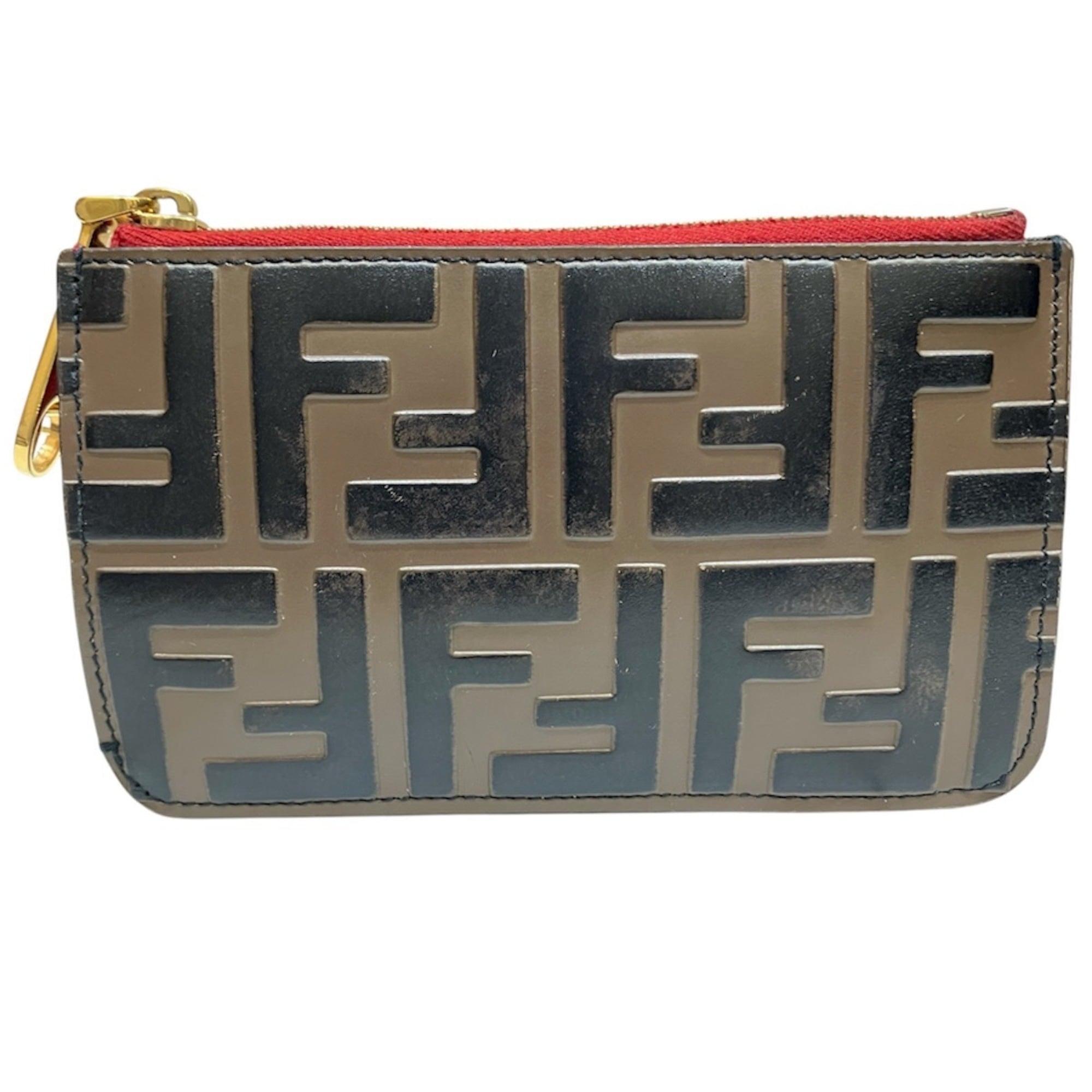 Fendi Zucca Leather Coin Purse/Coin Case (Pre-Owned)