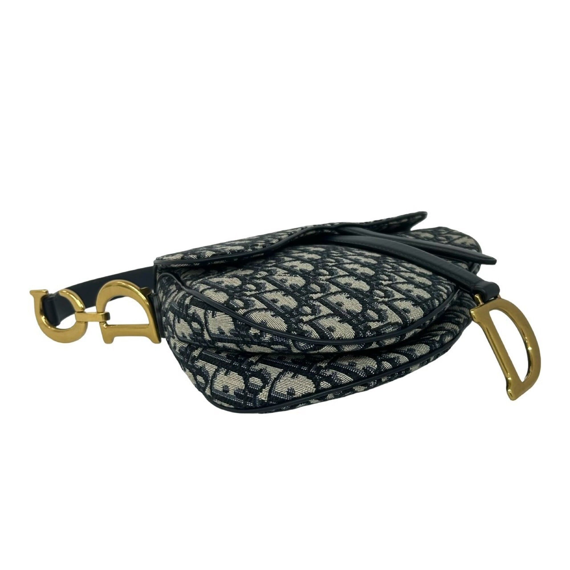 Christian Dior Navy Canvas Leather Saddle Bag Shoulder Bag (Pre-Owned)