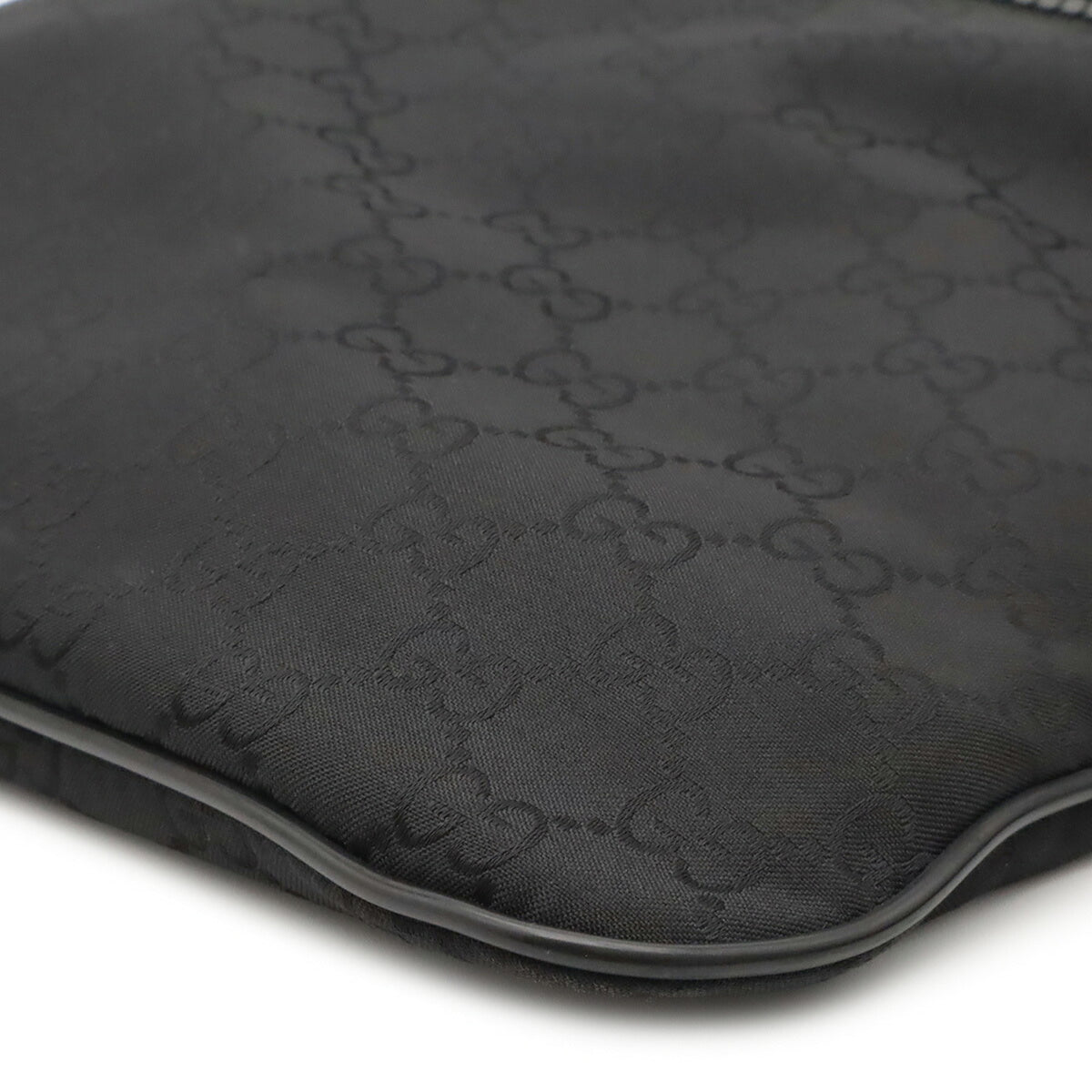 Gucci Black Gray Nylon Leather Shoulder Bag (Pre-Owned)