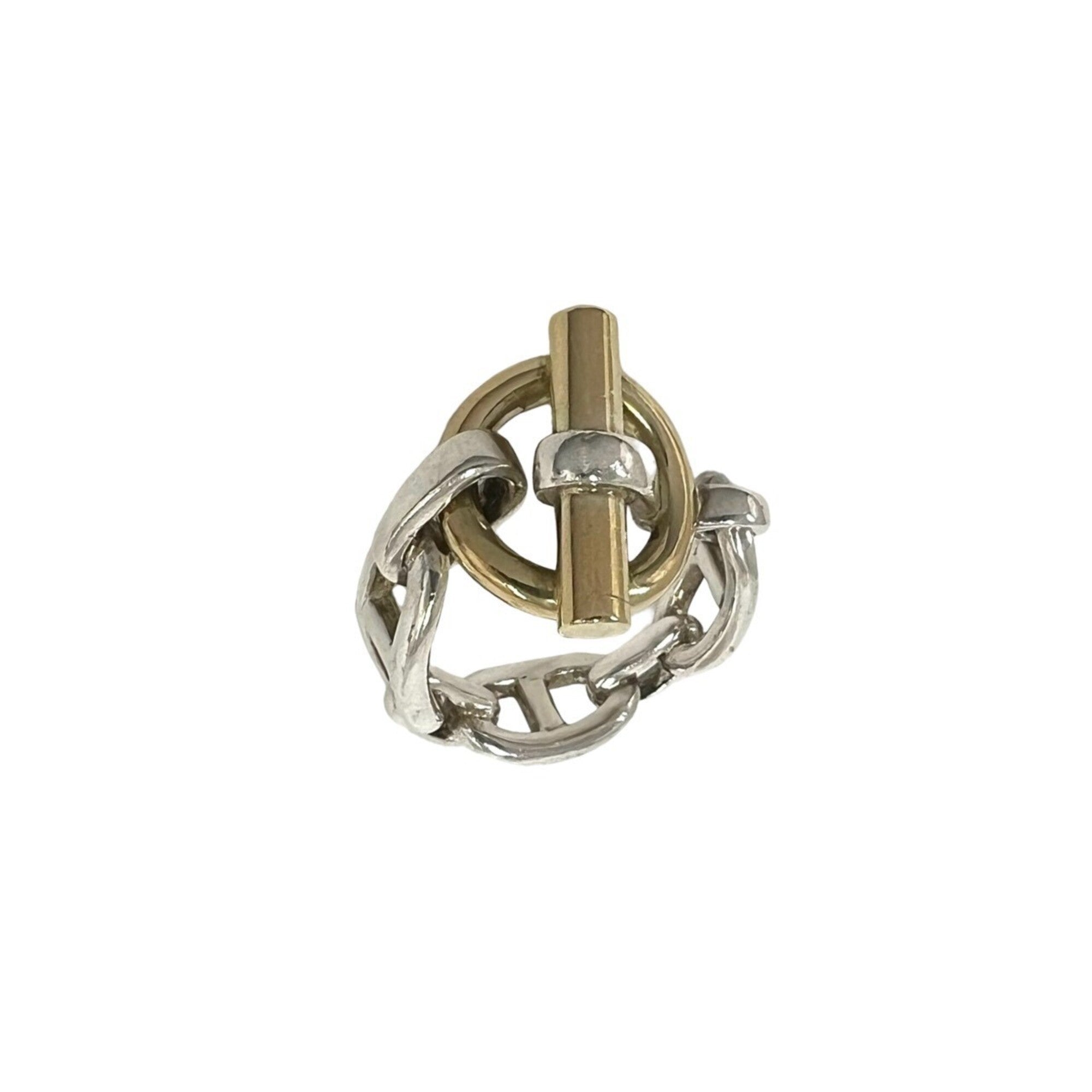 Hermes Gold Silver Yellow Gold (18K) Silver Band Ring (Pre-Owned)