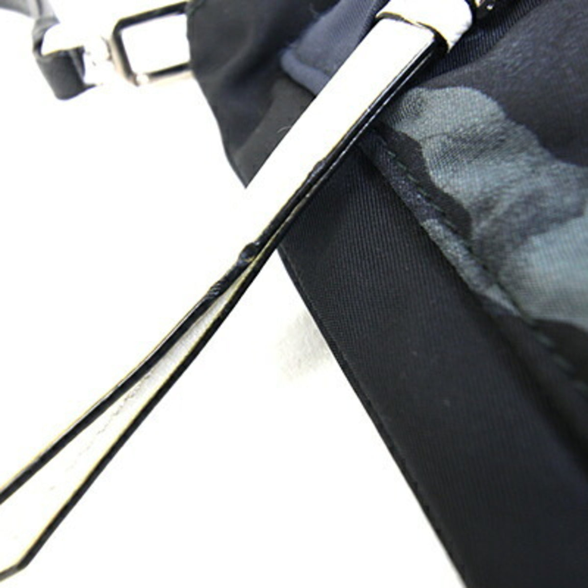 Prada Black Navy Nylon Leather Clutch Bag Handbag (Pre-Owned)
