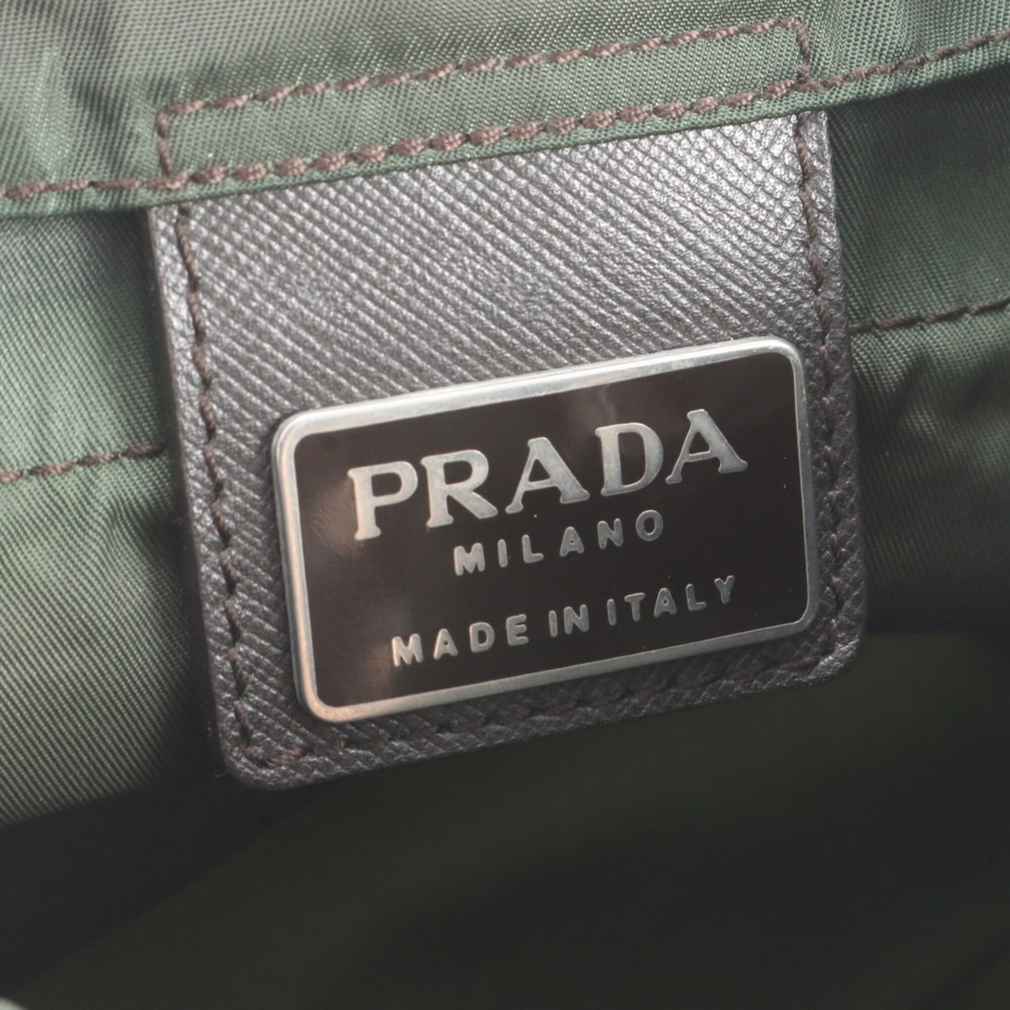 Prada Green Khaki Nylon Leather Backpack (Pre-Owned)