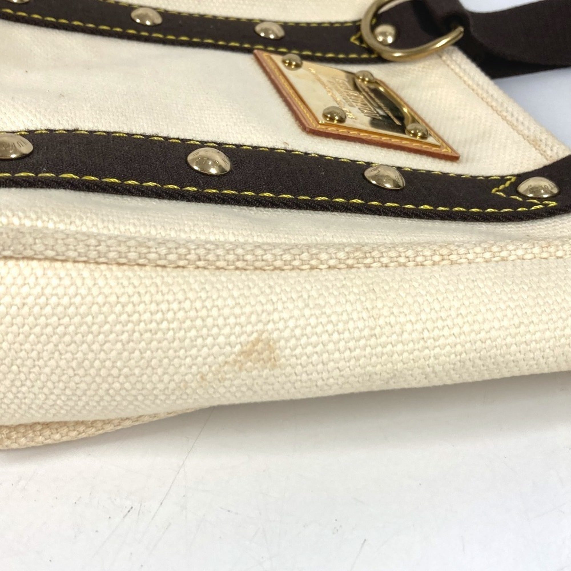 Louis Vuitton Brown White Canvas Handbag Tote Bag (Pre-Owned)