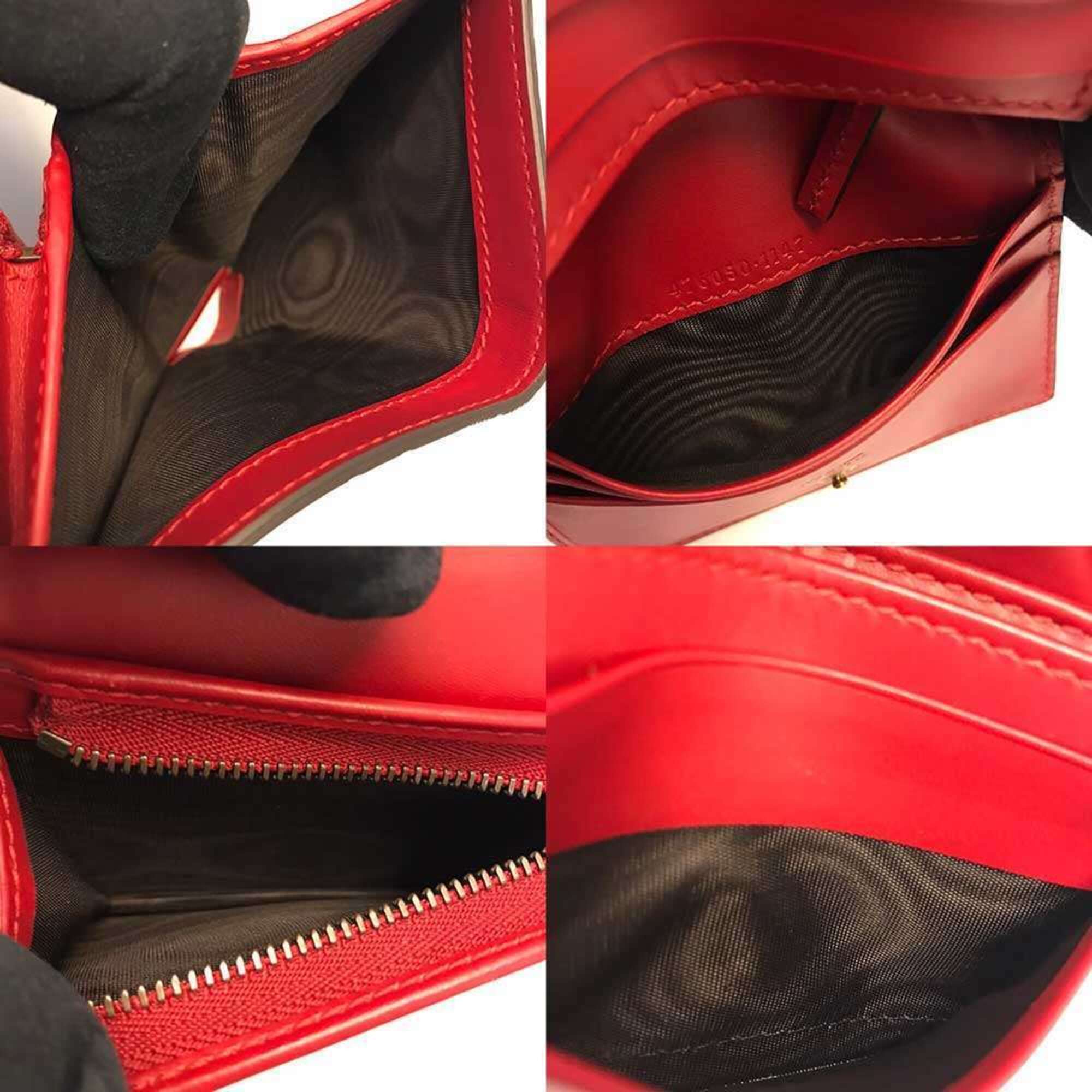 Gucci Cherry Red Red Color Leather Wallet (Bi-Fold) (Pre-Owned)