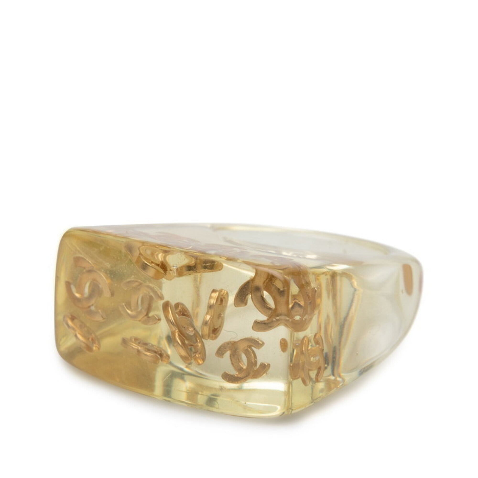 Chanel Gold Clear Plastic Band Ring (Pre-Owned)