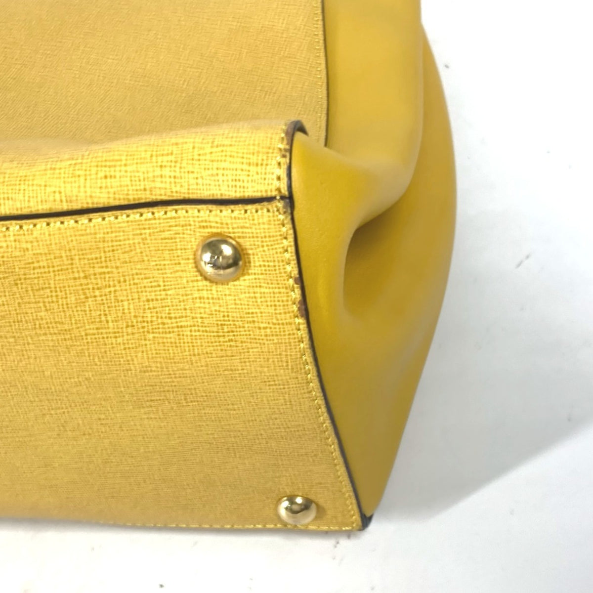 Fendi Yellow Leather Handbag Shoulder Bag Tote Bag (Pre-Owned)