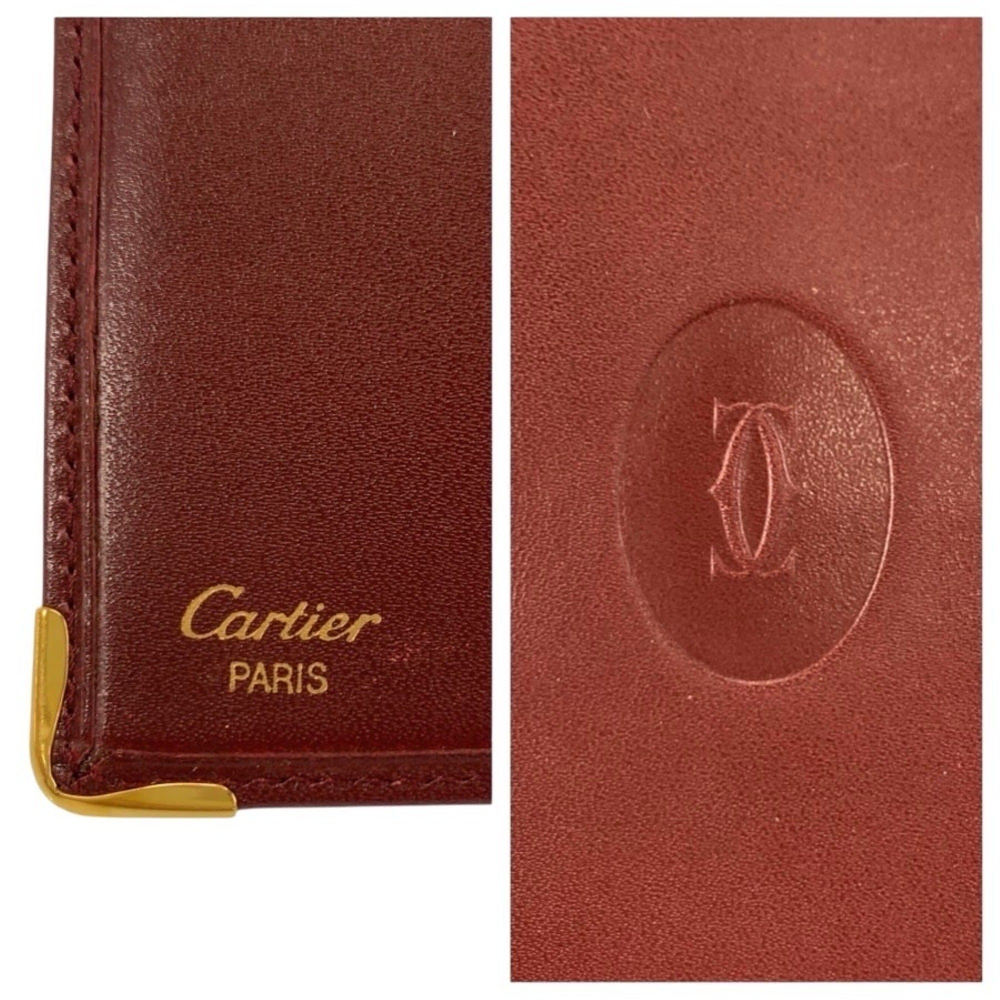 Cartier Bordeaux Leather Long Wallet (Bi-Fold) (Pre-Owned)