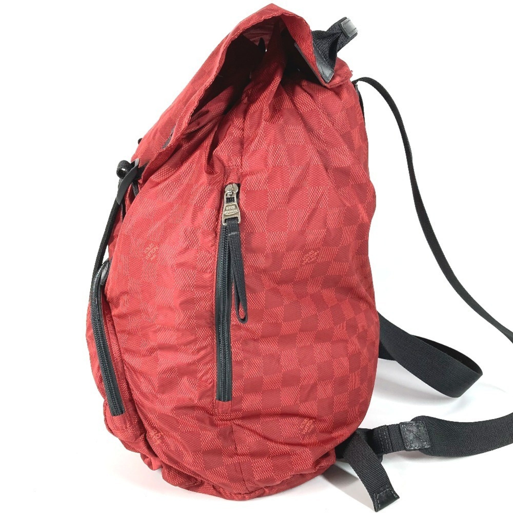 Louis Vuitton Black Red Color Nylon Backpack (Pre-Owned)
