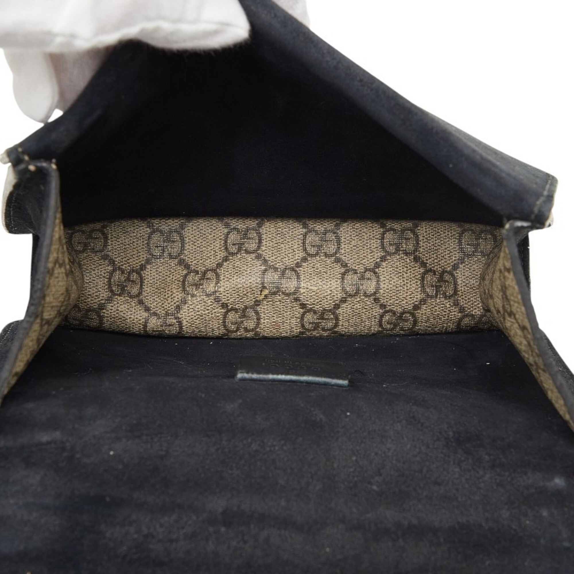 Gucci Beige Black Pvc Leather Shoulder Bag (Pre-Owned)