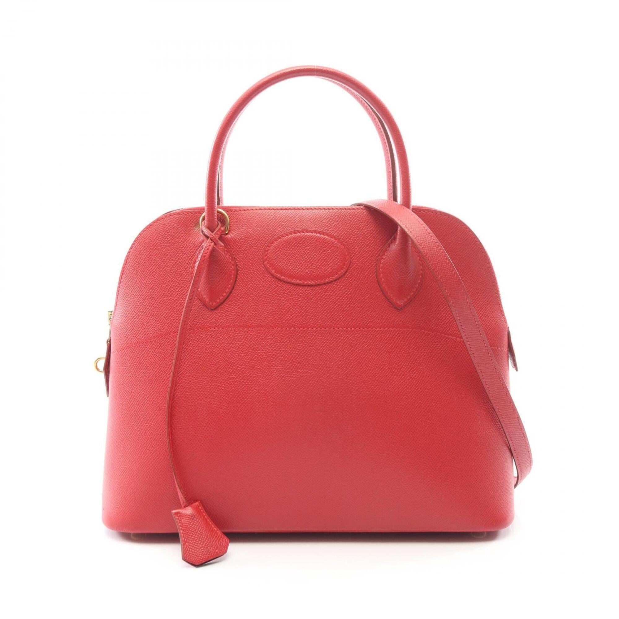 Hermes Red Color Courchevel Leather Handbag (Pre-Owned)