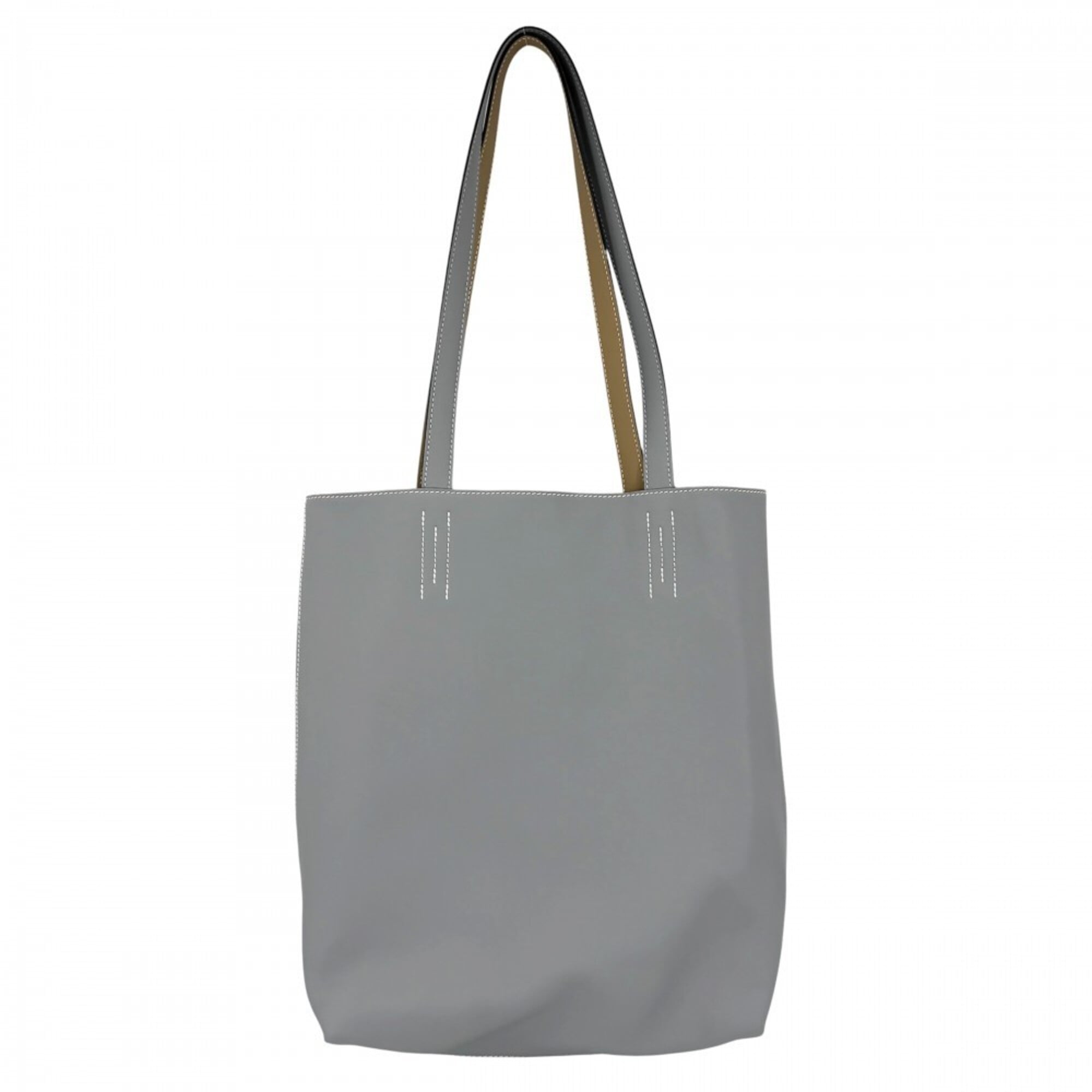 Hermes Brown Gray Leather Handbag Tote Bag (Pre-Owned)