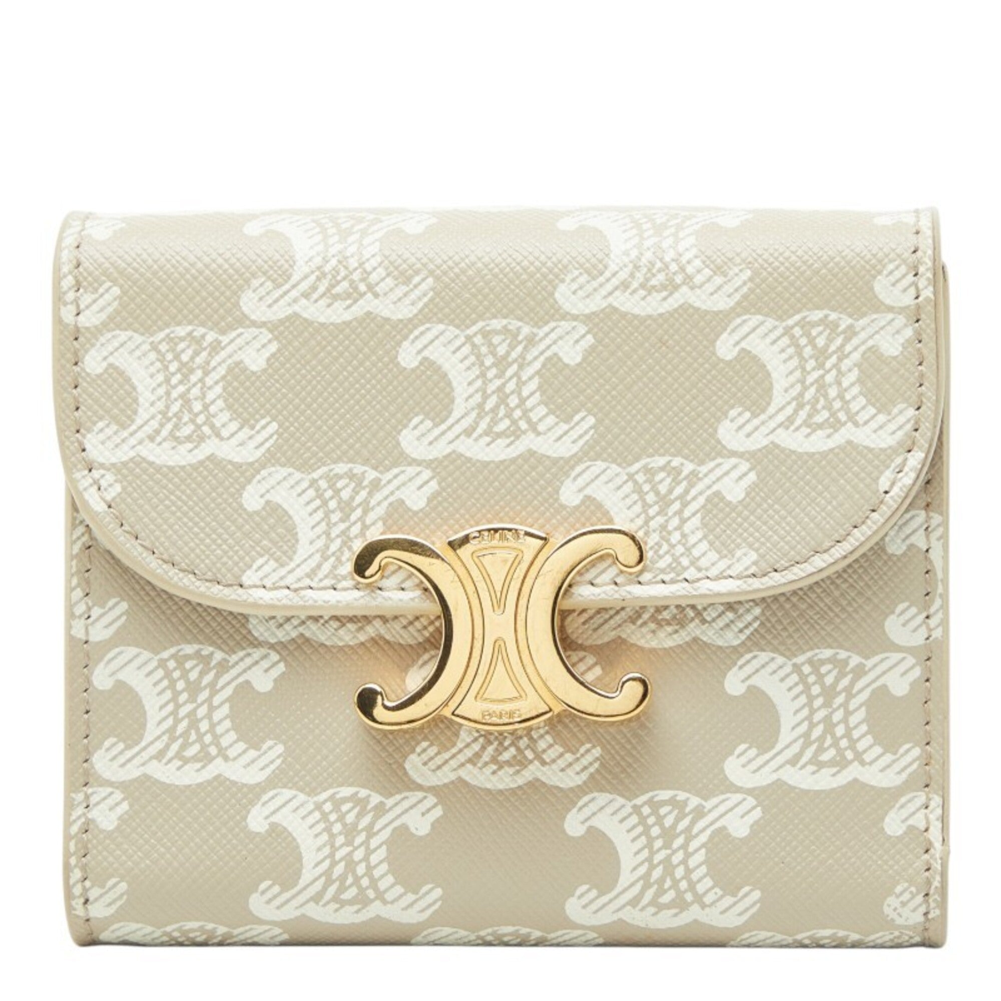 Celine Beige Ivory Pvc Leather Wallet (Tri-Fold) (Pre-Owned)