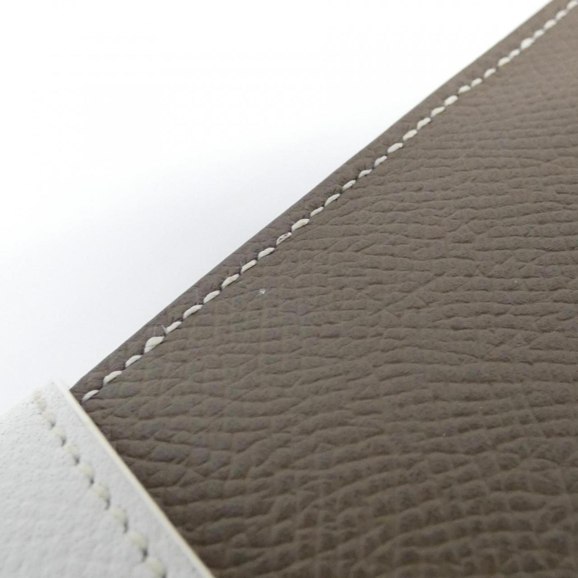 Hermes Etoupe Gray Soufre White Epsom Leather Long Wallet (Bi-Fold) (Pre-Owned)