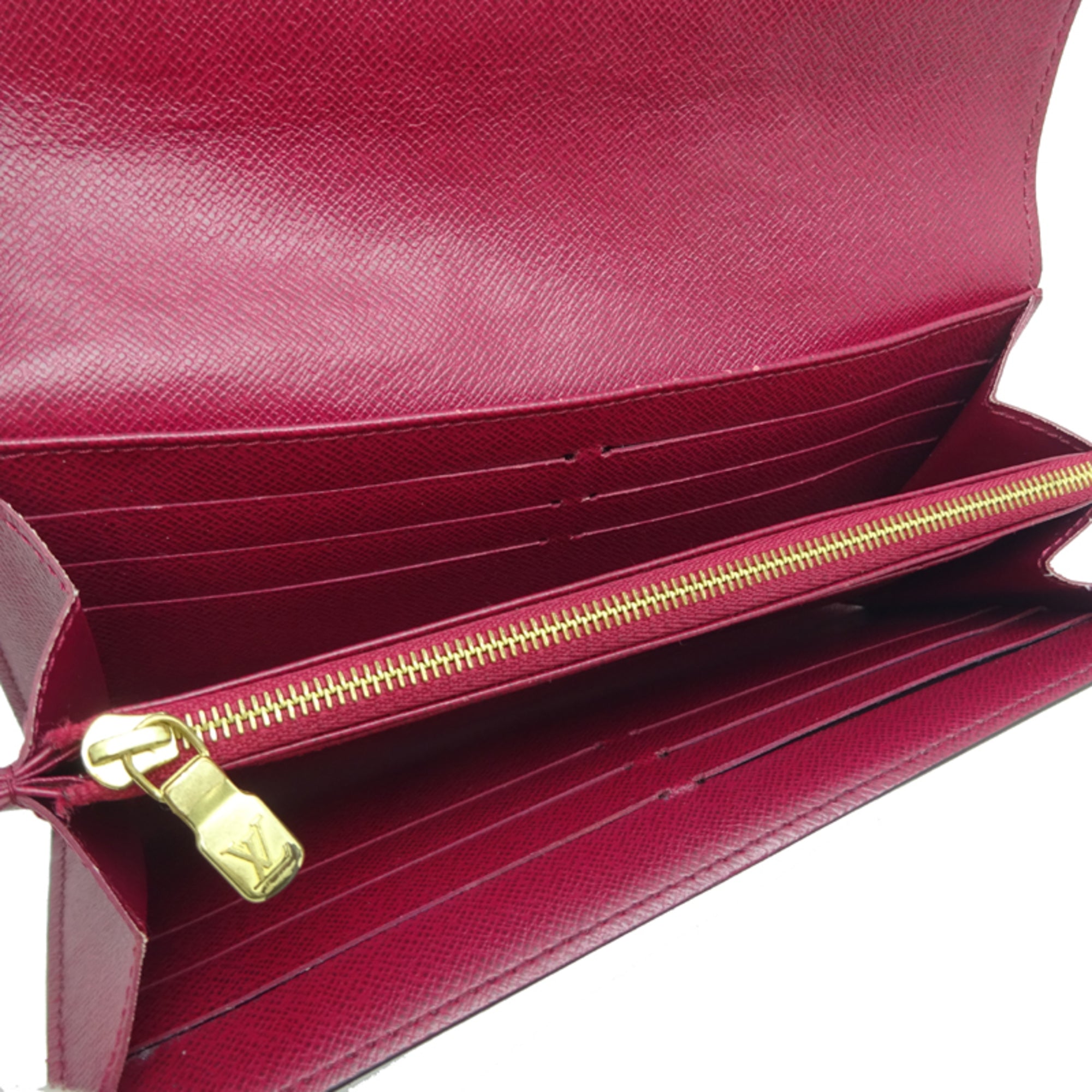 Louis Vuitton Brown Fuchsia Pink Monogram Long Wallet (Bi-Fold) (Pre-Owned)
