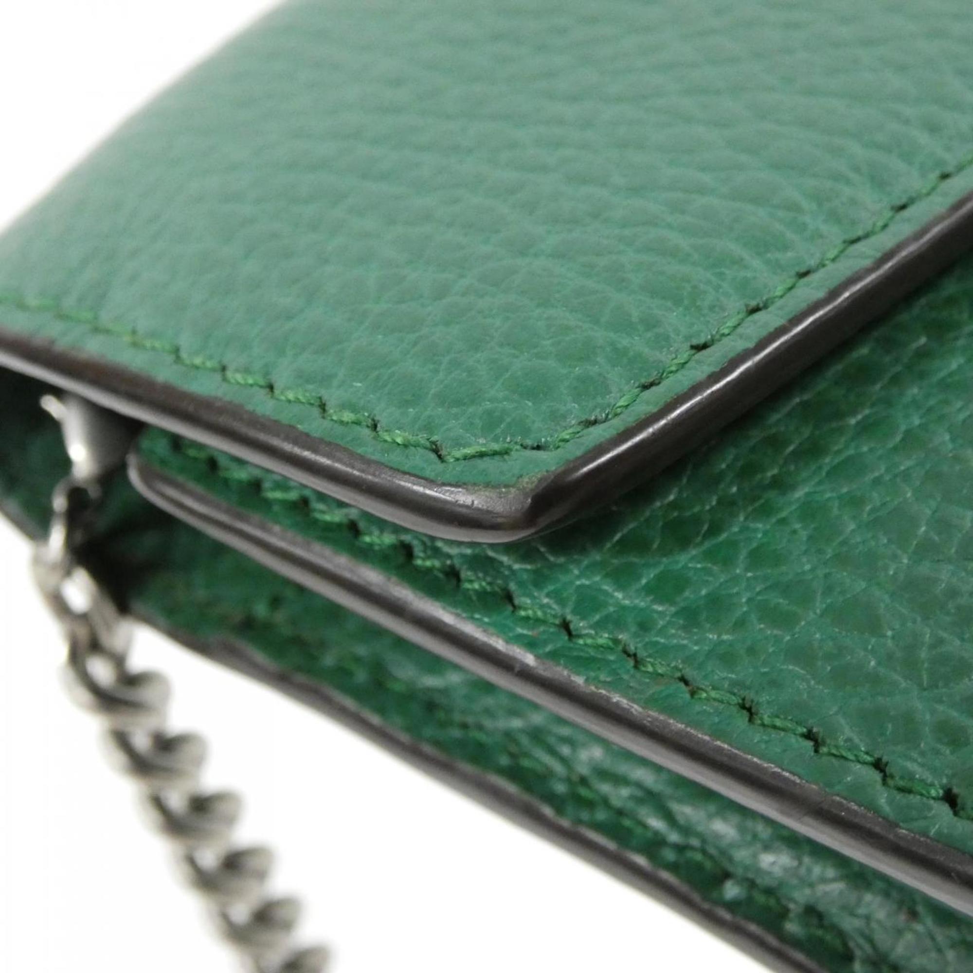 Gucci Emerald Green Leather Chain/Shoulder Wallet (Pre-Owned)