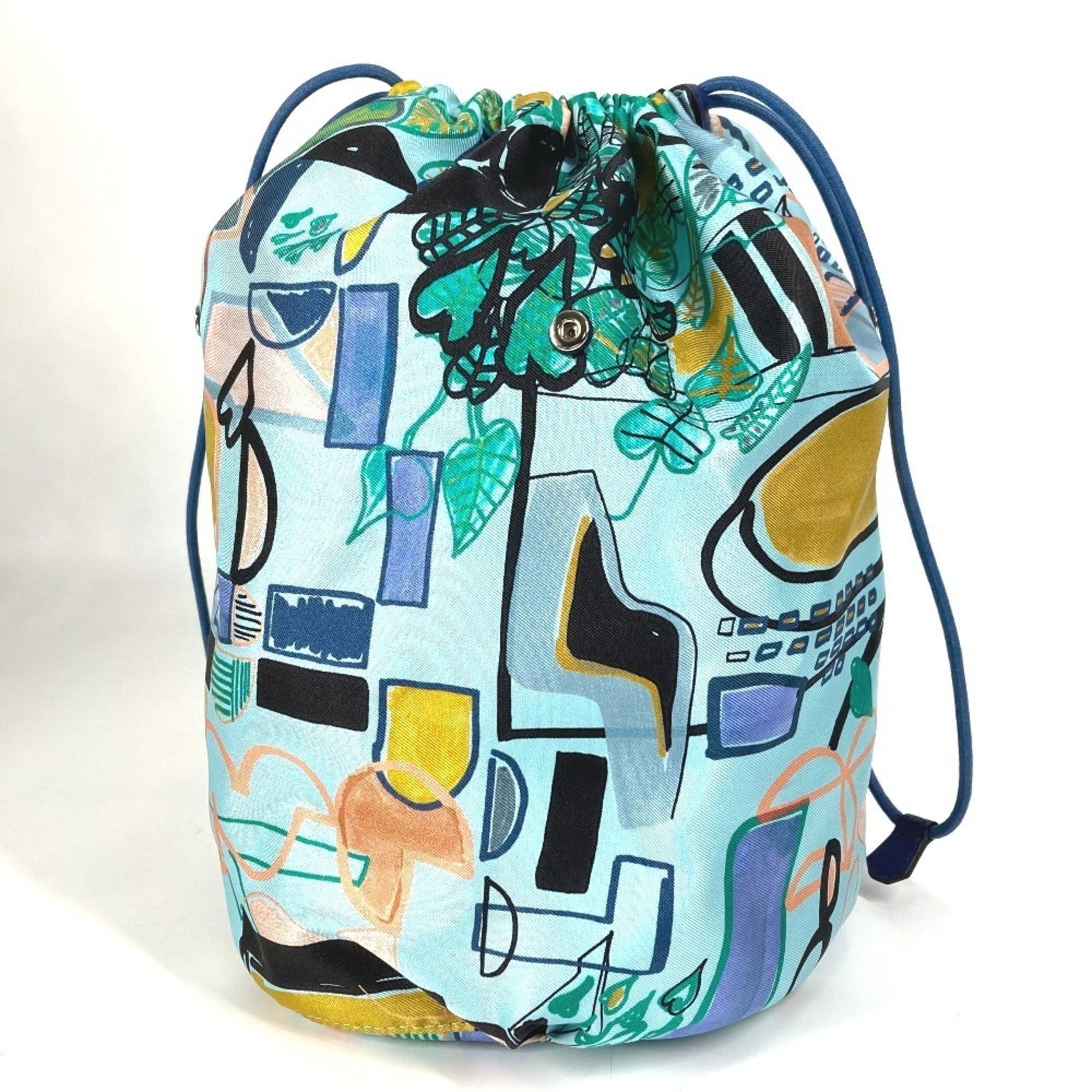 Hermes Blue Navy Leather Silk Shoulder Bag (Pre-Owned)