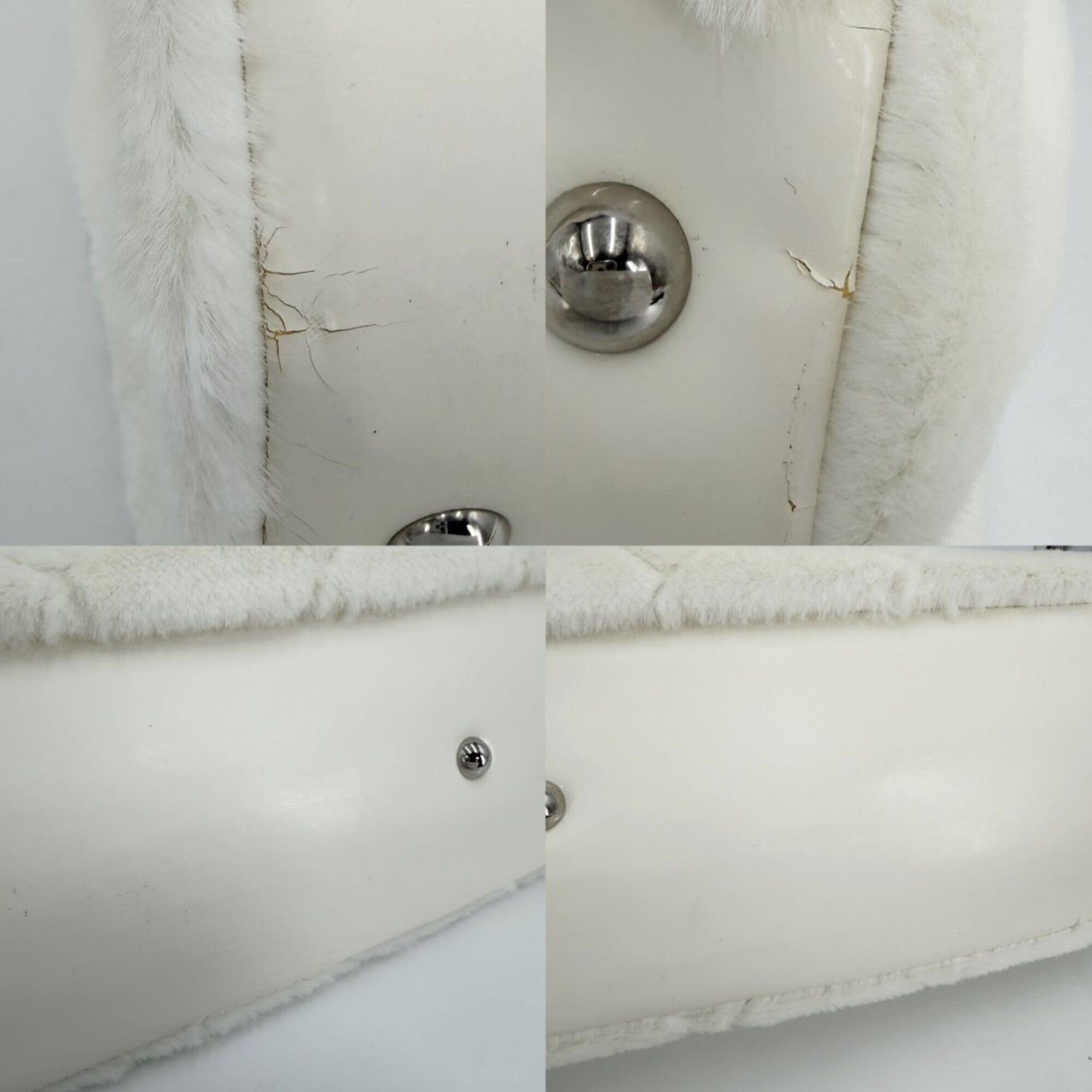 Chanel White Faux Fur Handbag Tote Bag (Pre-Owned)