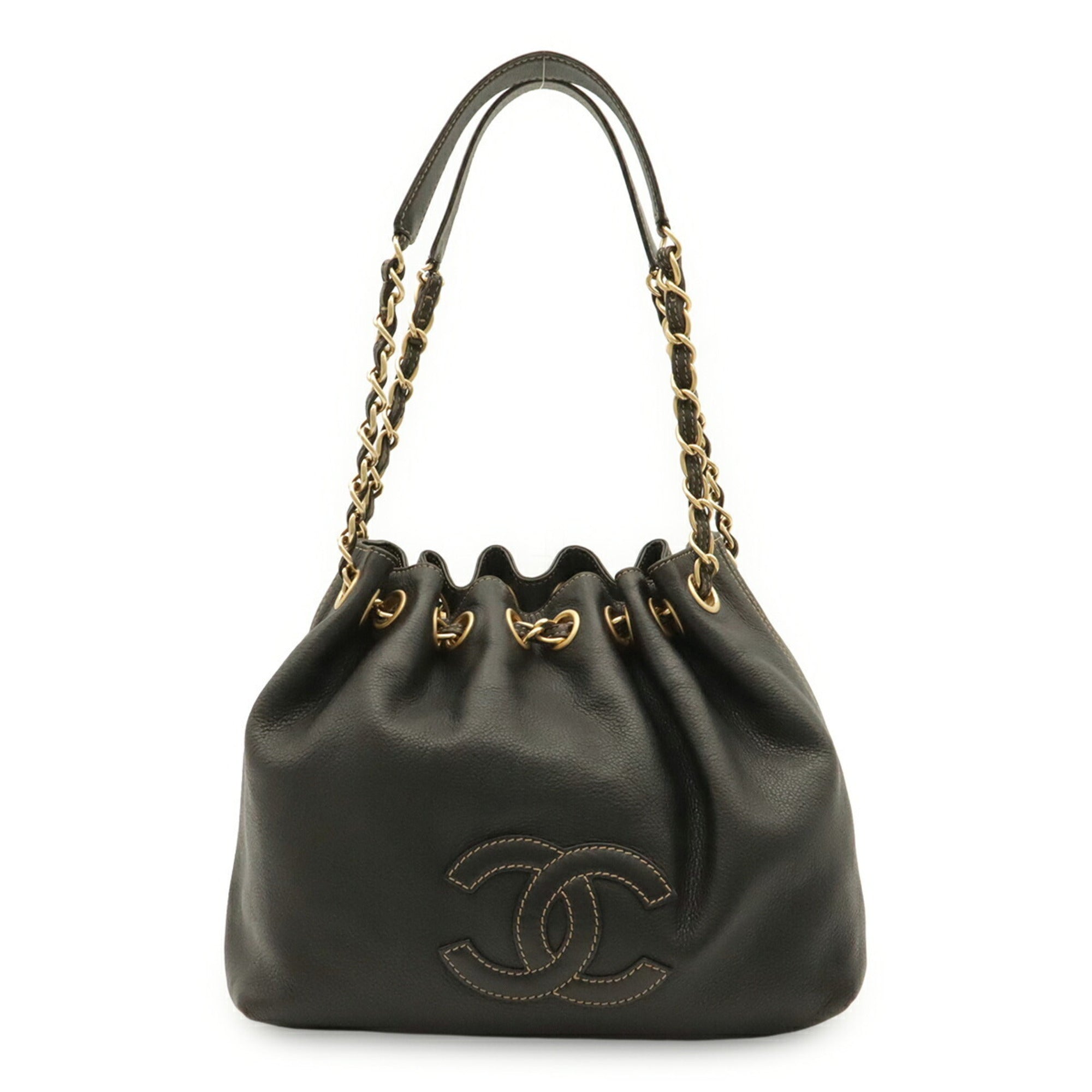 Chanel Black Grained Calfskin Shoulder Bag (Pre-Owned)
