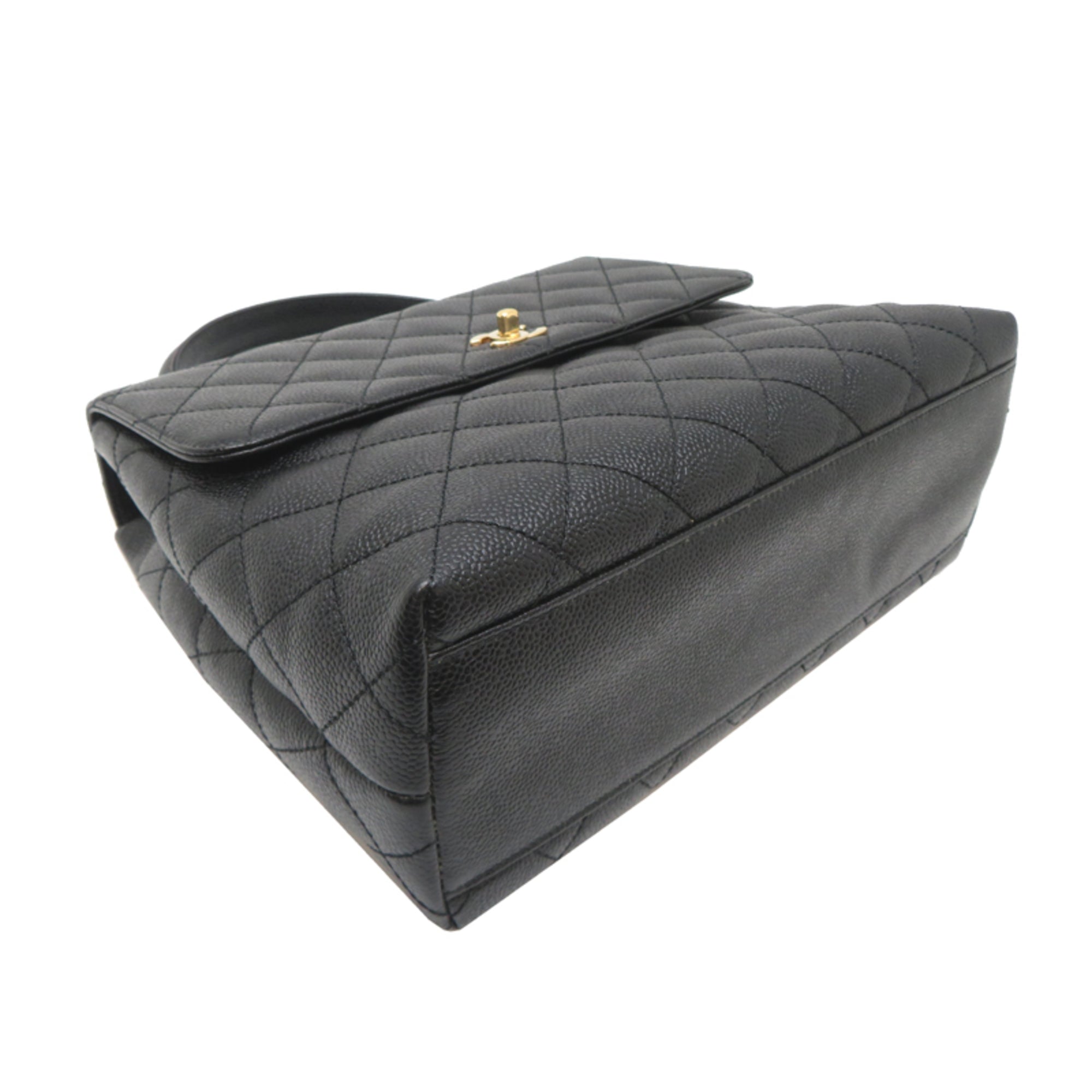 Chanel Black Grained Calfskin Handbag (Pre-Owned)