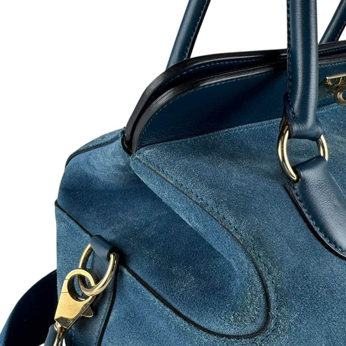 Hermes Blue Swift Leather Handbag Shoulder Bag (Pre-Owned)