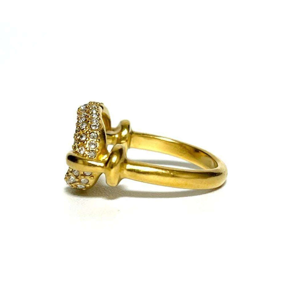 Christian Dior Metal Rhinestone Band Ring (Pre-Owned)