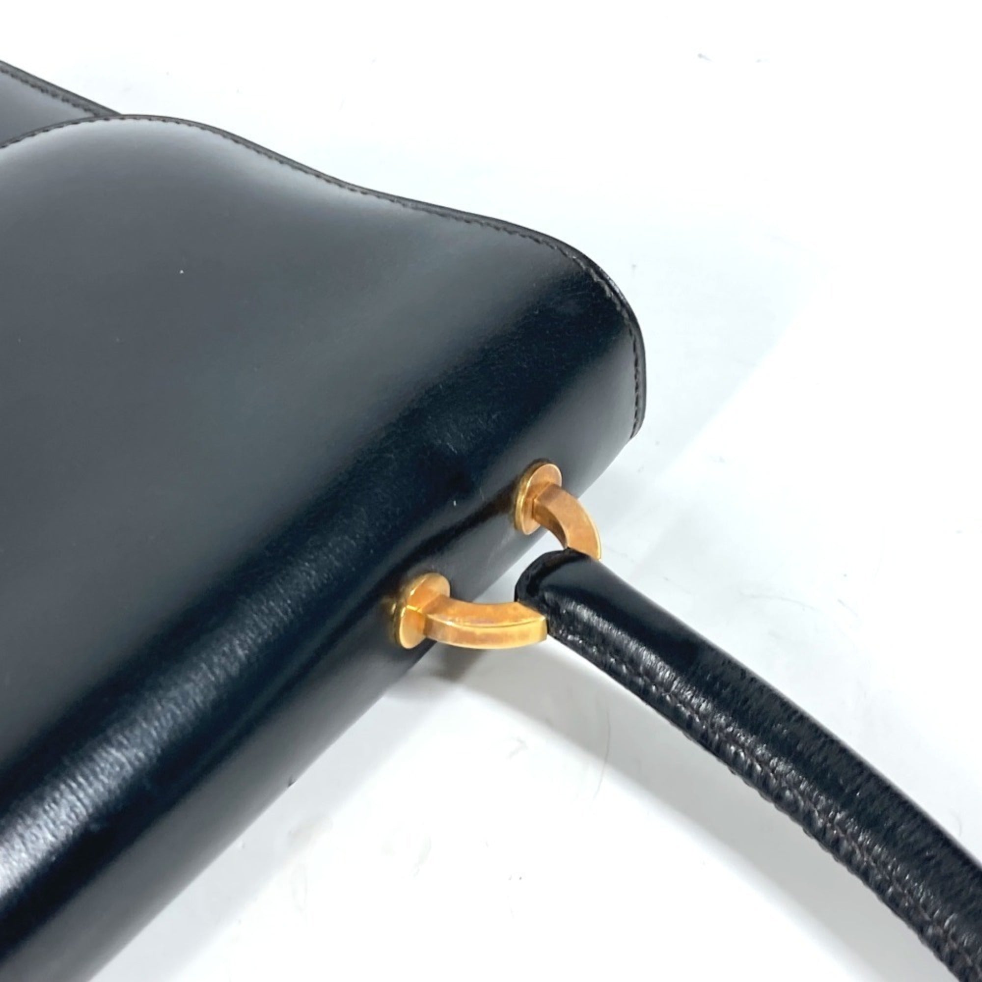 Hermes Black Box Calf Leather Handbag Shoulder Bag (Pre-Owned)