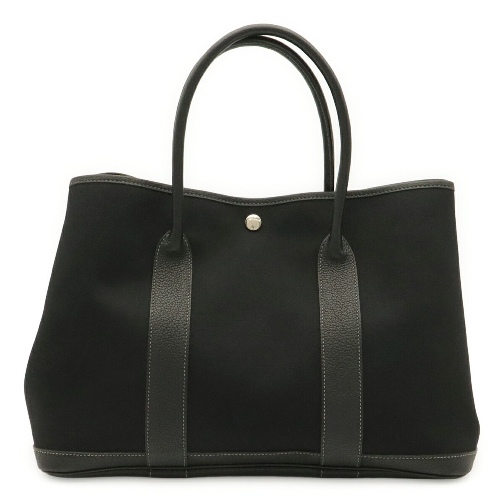 Hermes Black Toile Officier Leather Shoulder Bag Tote Bag (Pre-Owned)