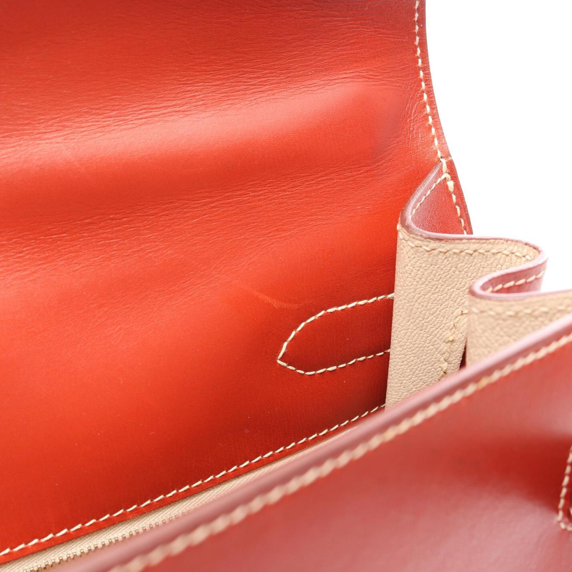 Hermes Brique Brown Box Calf Leather Handbag (Pre-Owned)