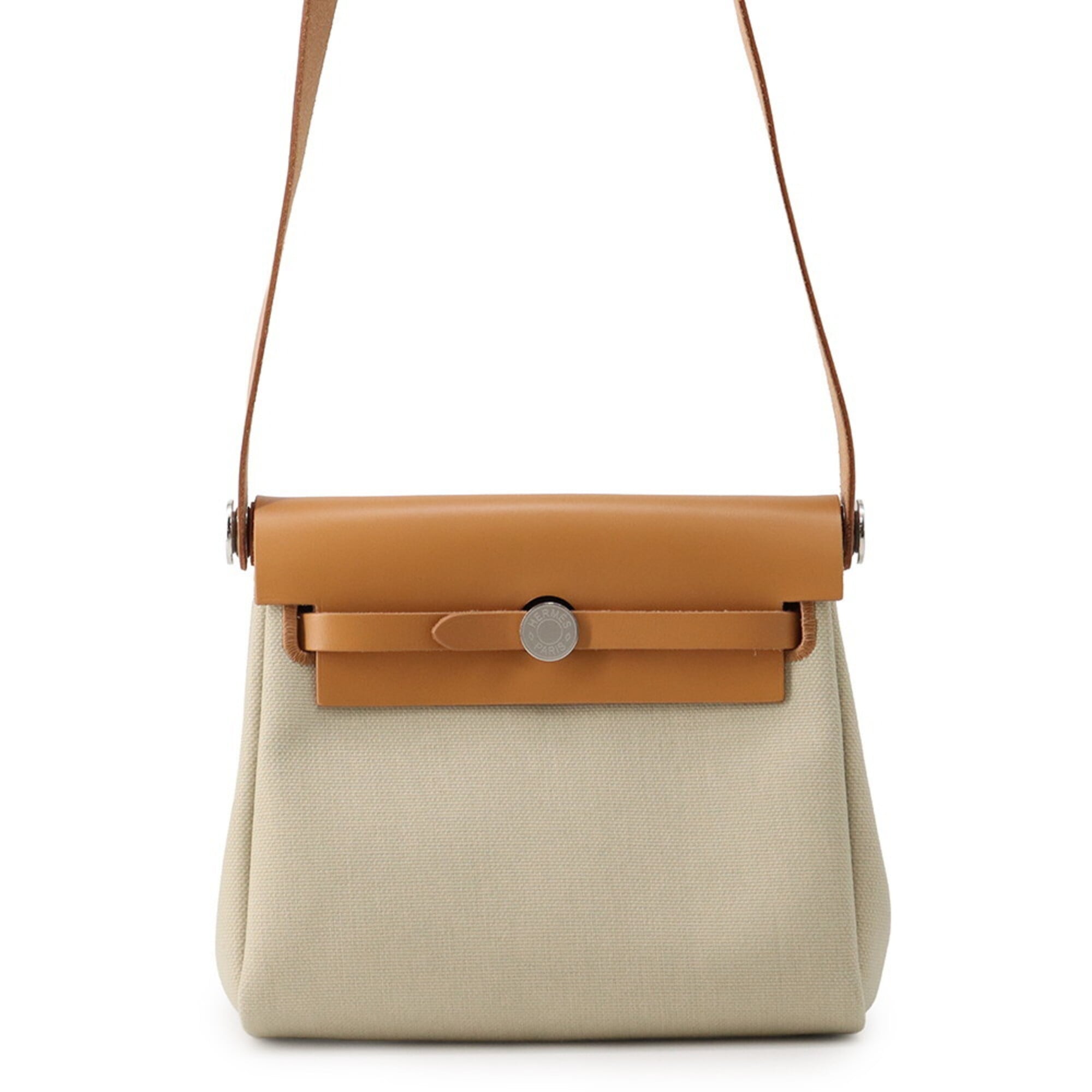 Hermes Ivory Natural Sable Toile H Leather Shoulder Bag (Pre-Owned)
