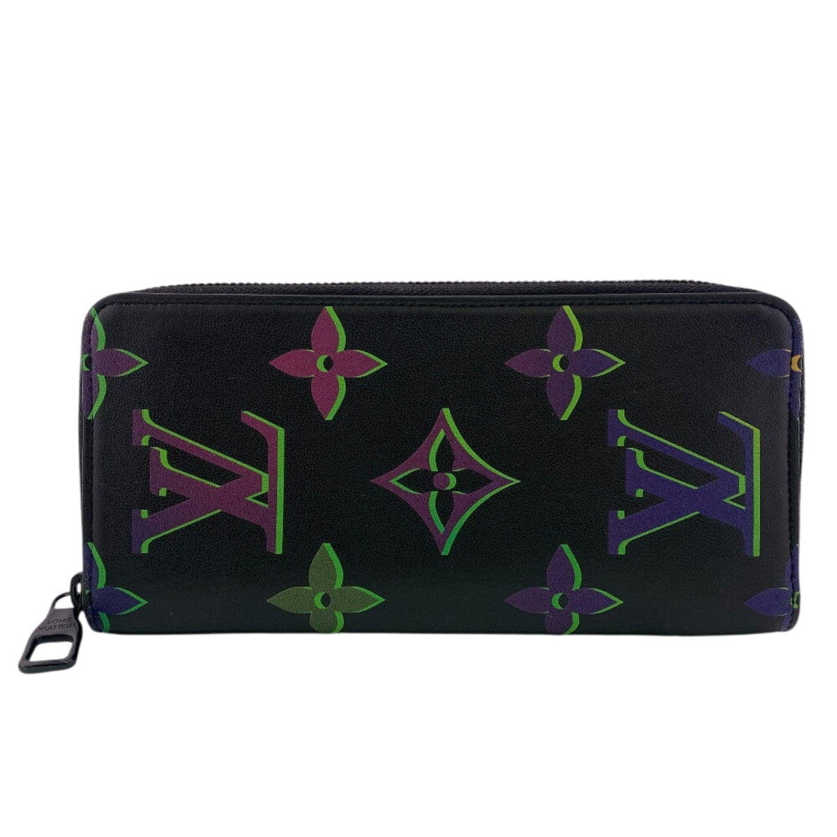 Louis Vuitton Monogram Black Green Purple Leather Long Wallet (Bi-Fold) (Pre-Owned)