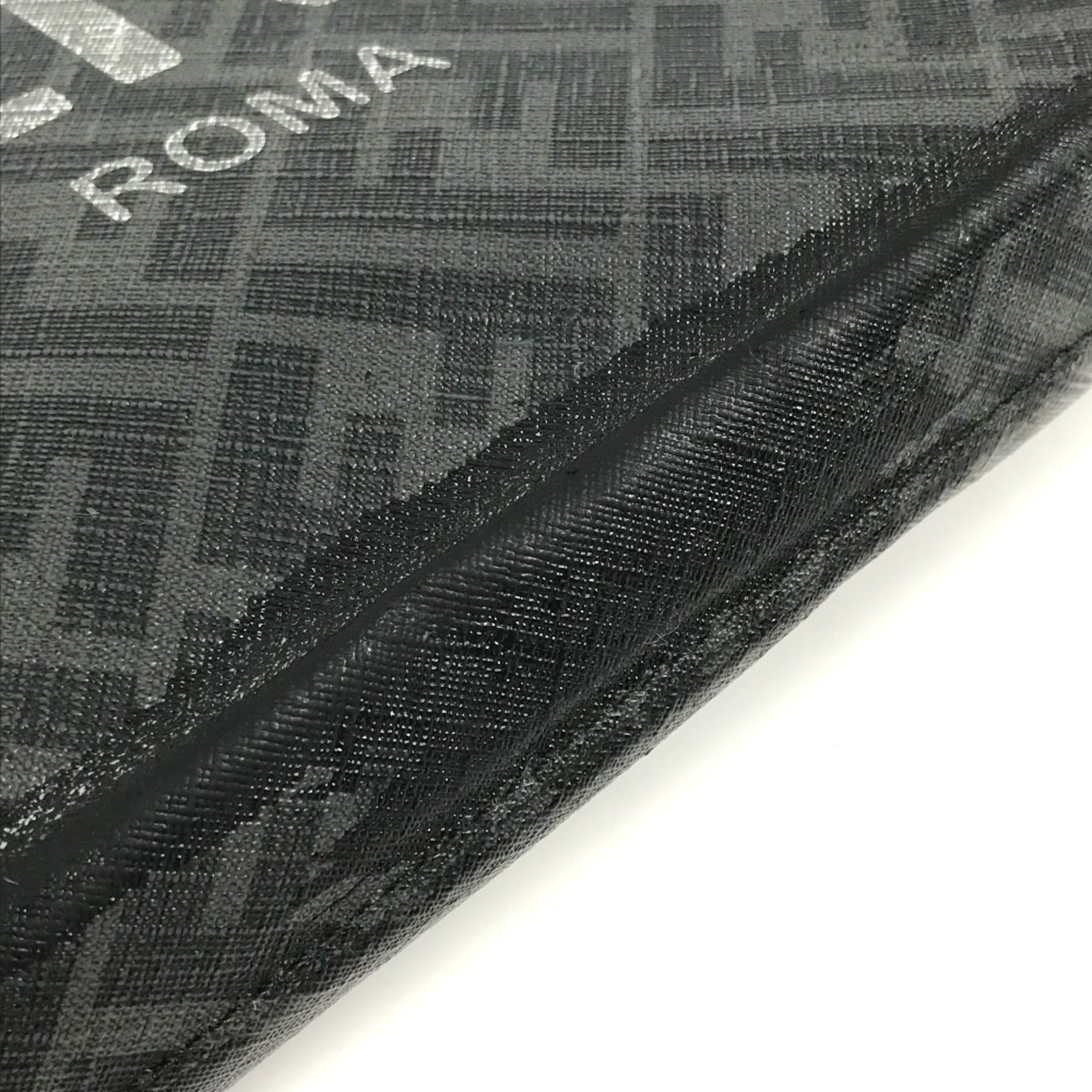 Fendi Zucca Black Gray Pvc Leather Clutch Bag (Pre-Owned)