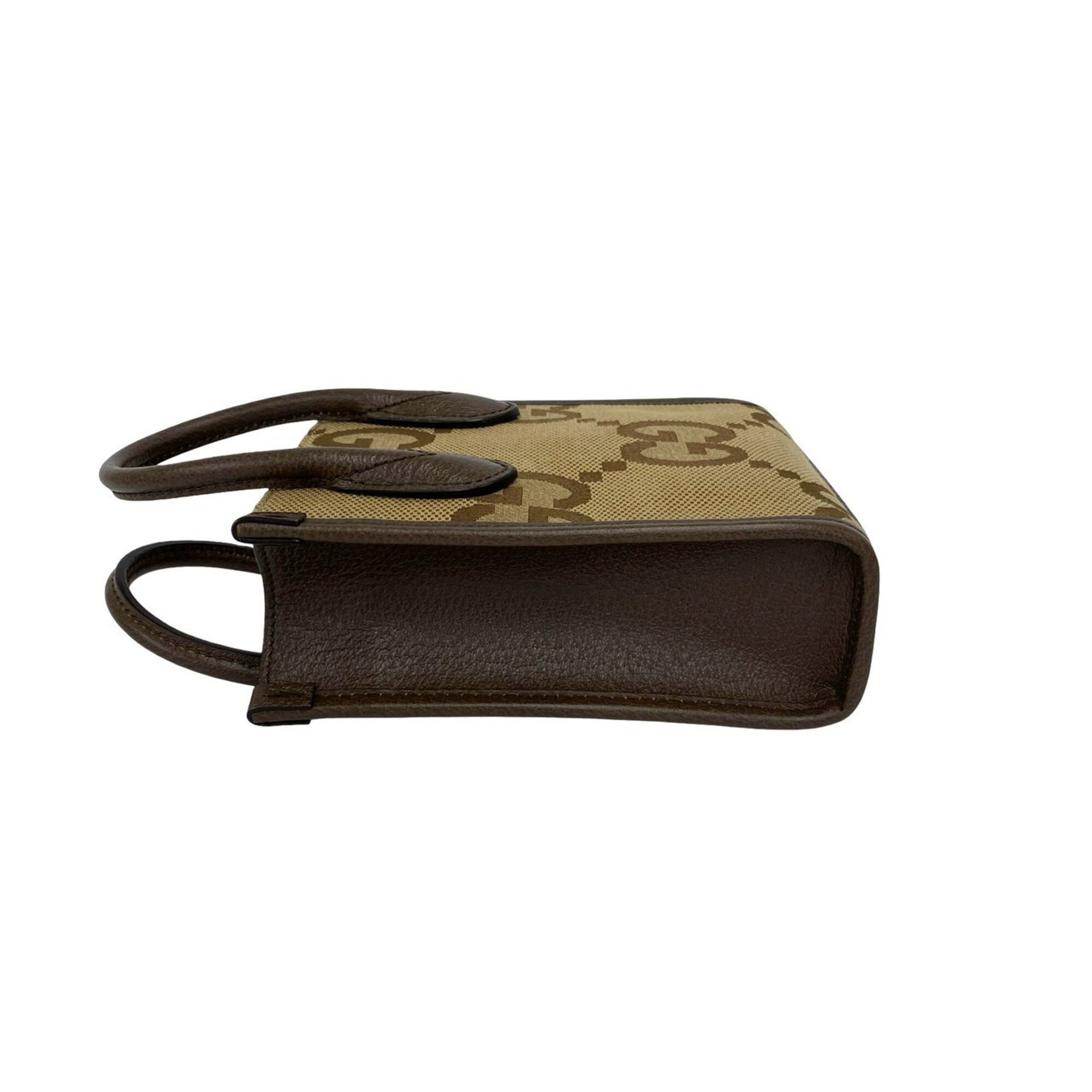 Gucci Brown Canvas Leather Handbag Shoulder Bag (Pre-Owned)