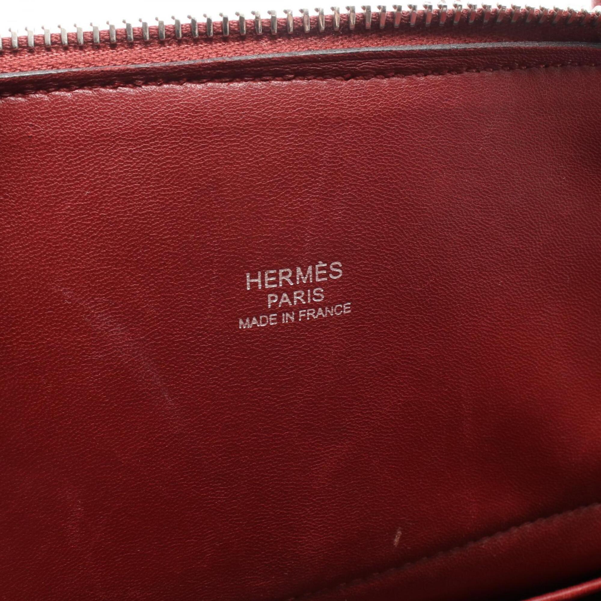 Hermes Bordeaux Ruby Taurillon Clemence Leather Leather Handbag (Pre-Owned)
