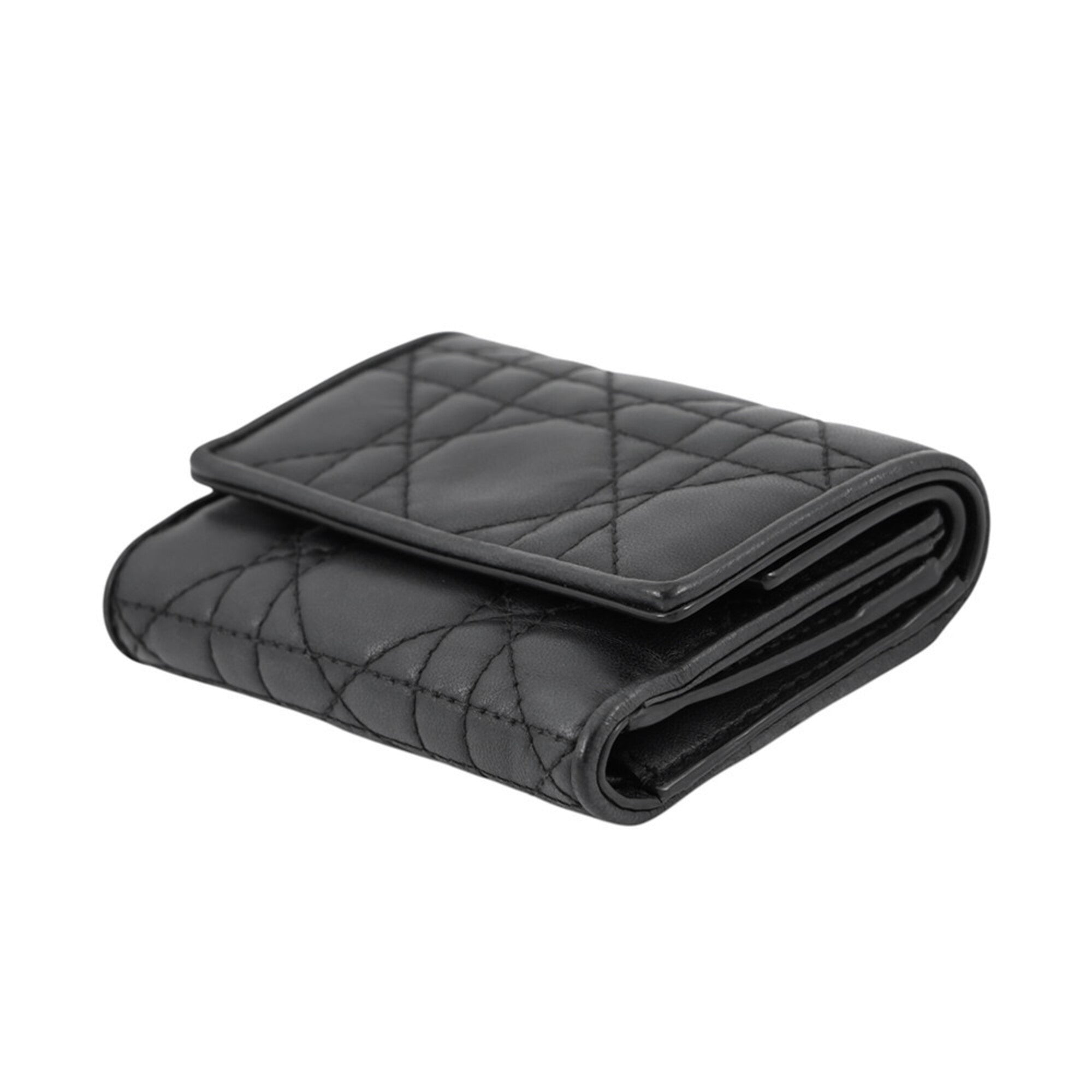 Christian Dior Black Leather Wallet (Tri-Fold) (Pre-Owned)