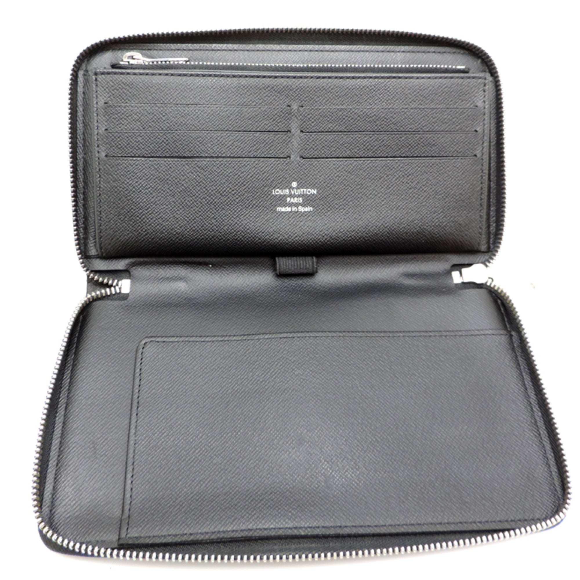 Louis Vuitton Black Blue Noir Damier Graphite Long Wallet (Bi-Fold) (Pre-Owned)