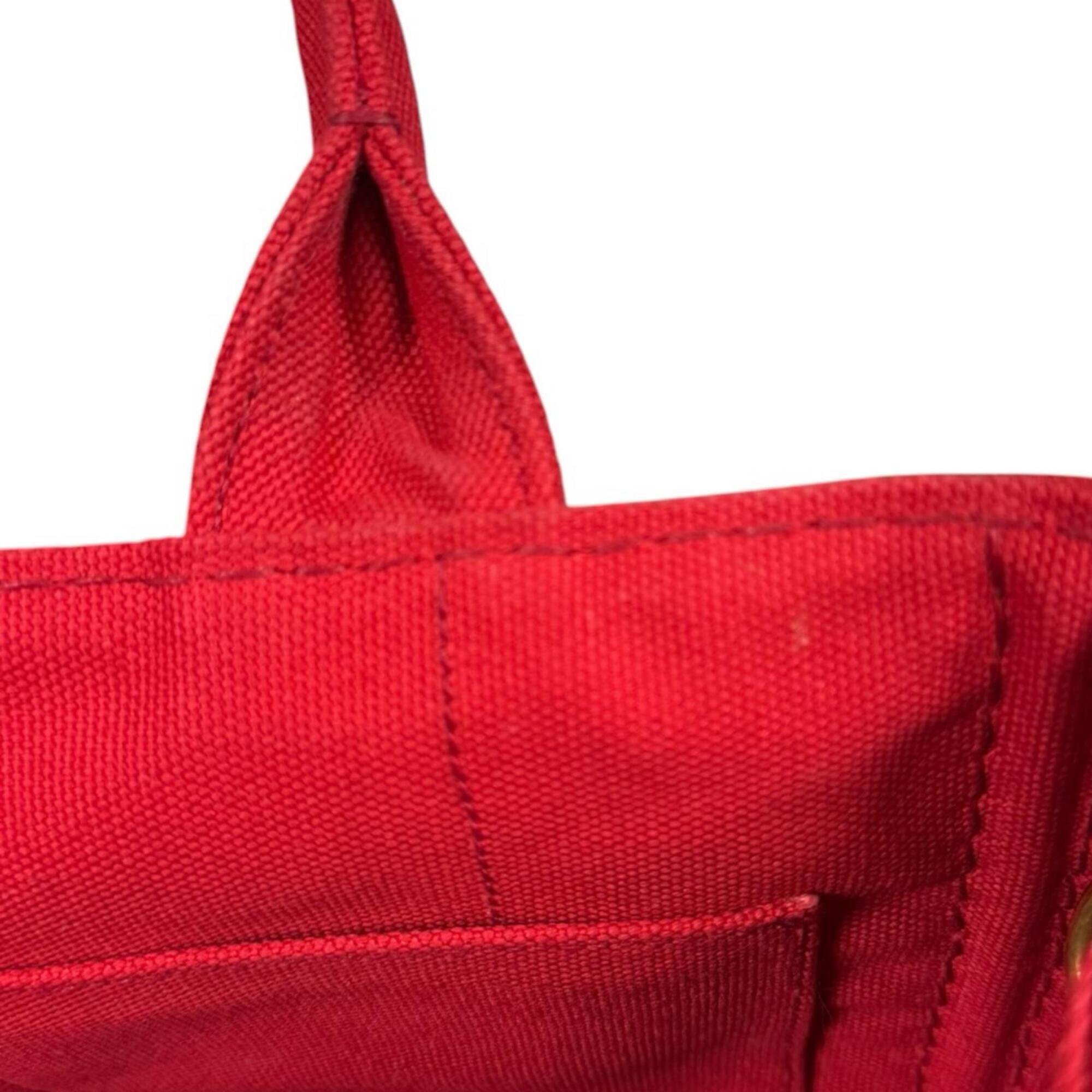 Prada Red Color Canvas Shoulder Bag (Pre-Owned)