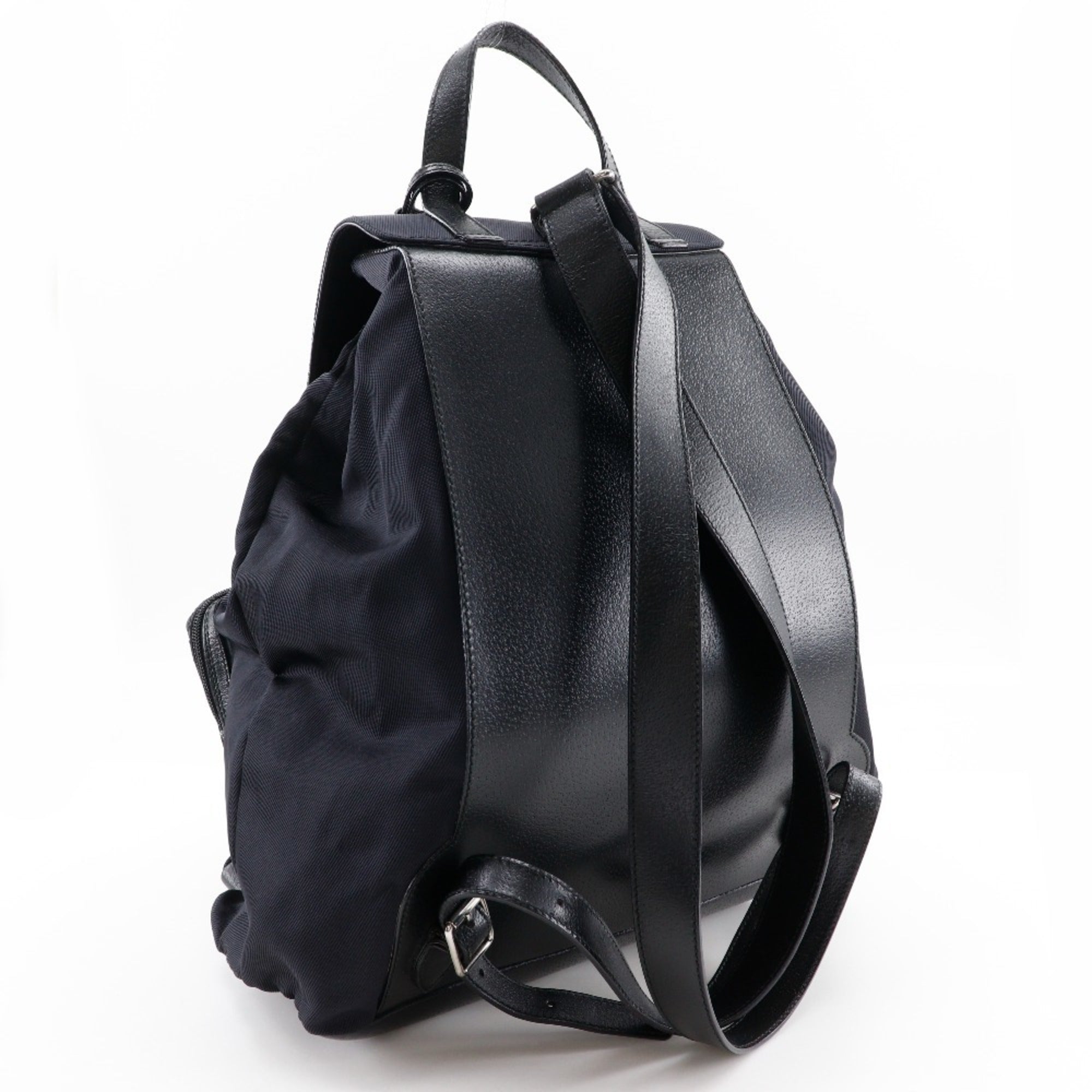 Gucci Black Nylon Canvas Leather Backpack (Pre-Owned)