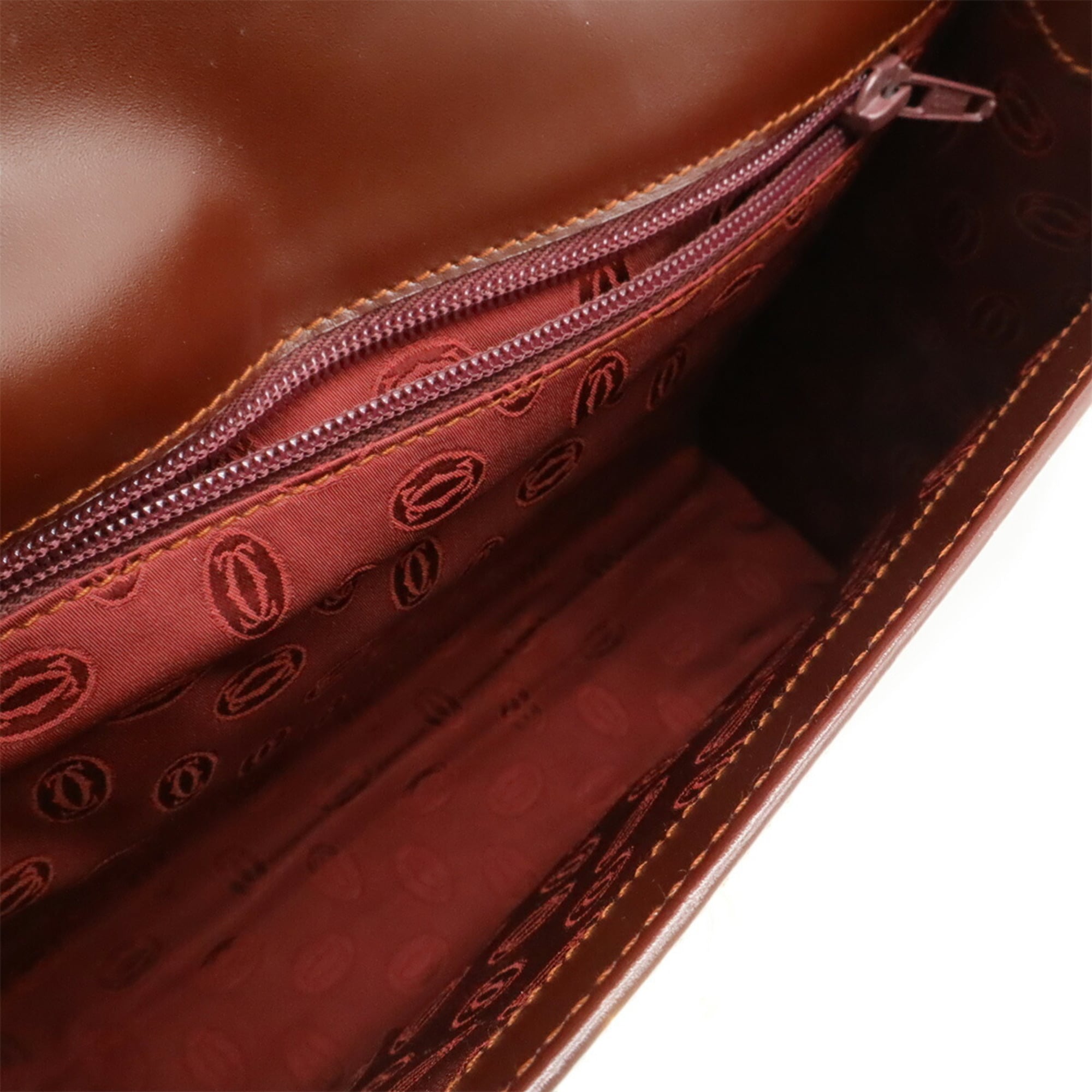 Cartier Bordeaux Leather Handbag (Pre-Owned)