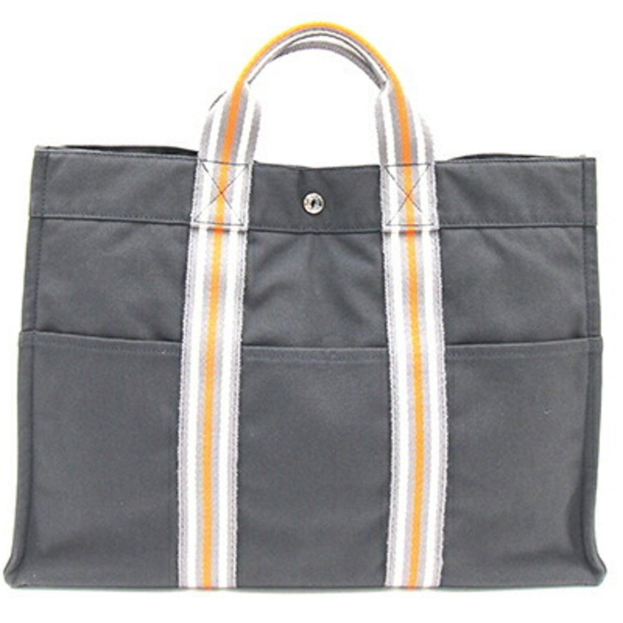 Hermes Fourre Tout Gray Orange Cotton Canvas Handbag Tote Bag (Pre-Owned)