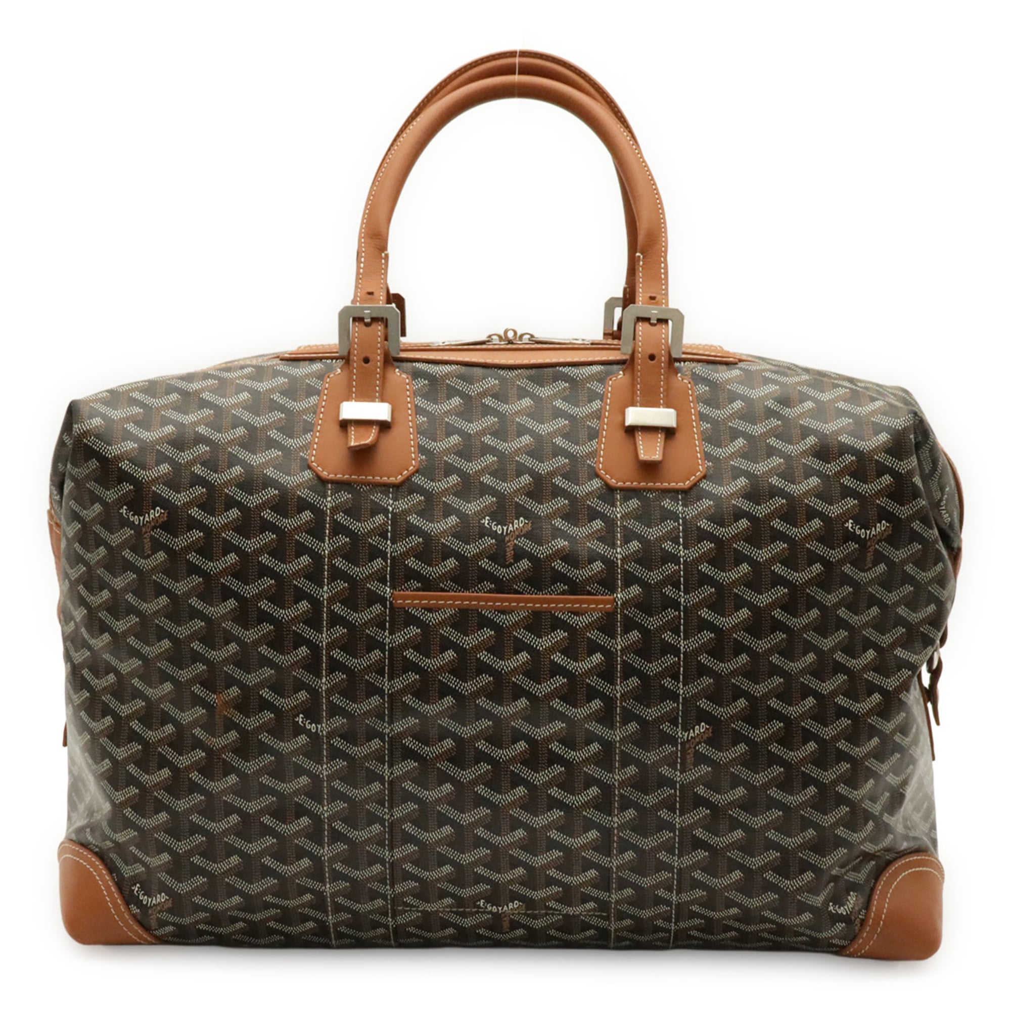 Goyard Black Brown White Coated Canvas Leather Boston Bag (Pre-Owned)