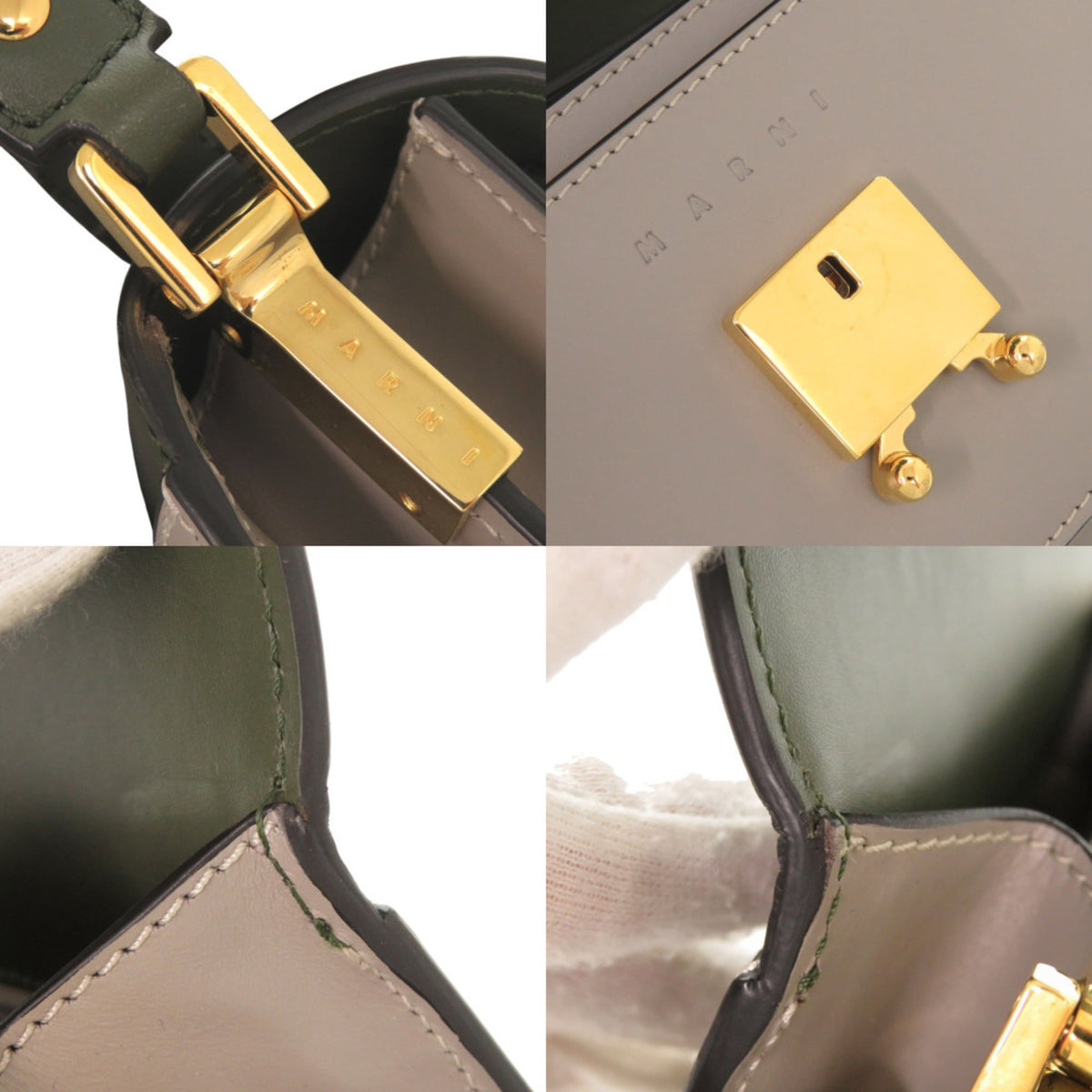 Marni Gray Green Leather Shoulder Bag (Pre-Owned)
